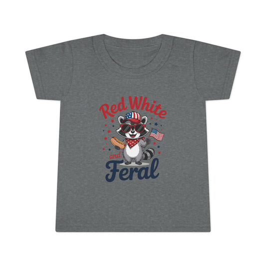 Toddler T-Shirt — "Red White & Feral" Patriotic Raccoon 4th of July Tee