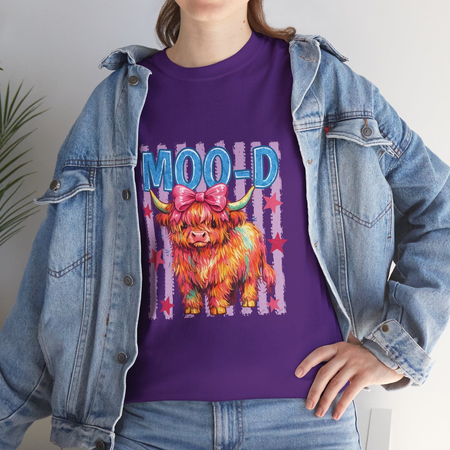 Graphic Tee — Colorful Highland Cow “Moo’d” Cute Farm Animal Shirt