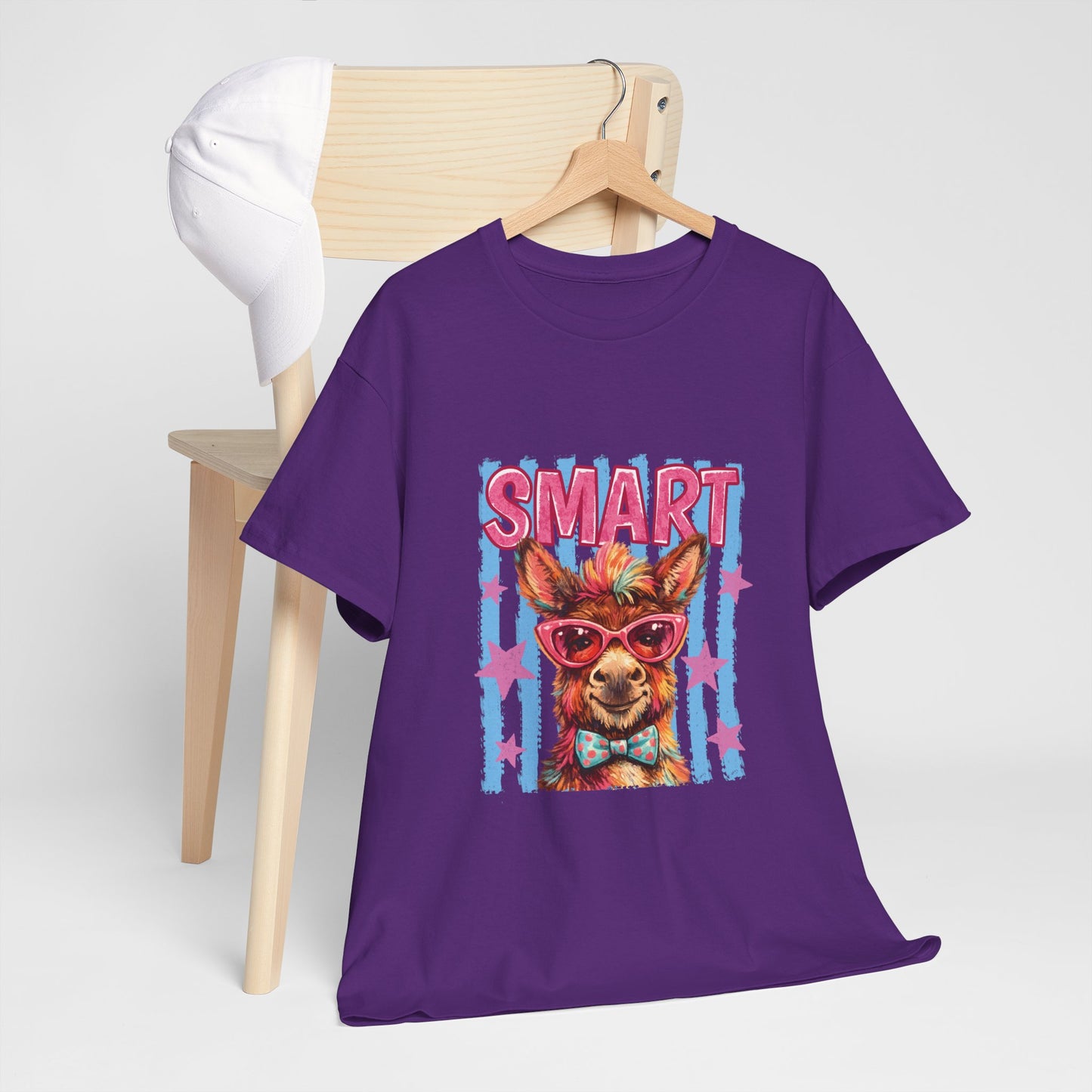 Smart Donkey Graphic Tee - Funny Nerdy Animal T-Shirt with 'SMART' Design