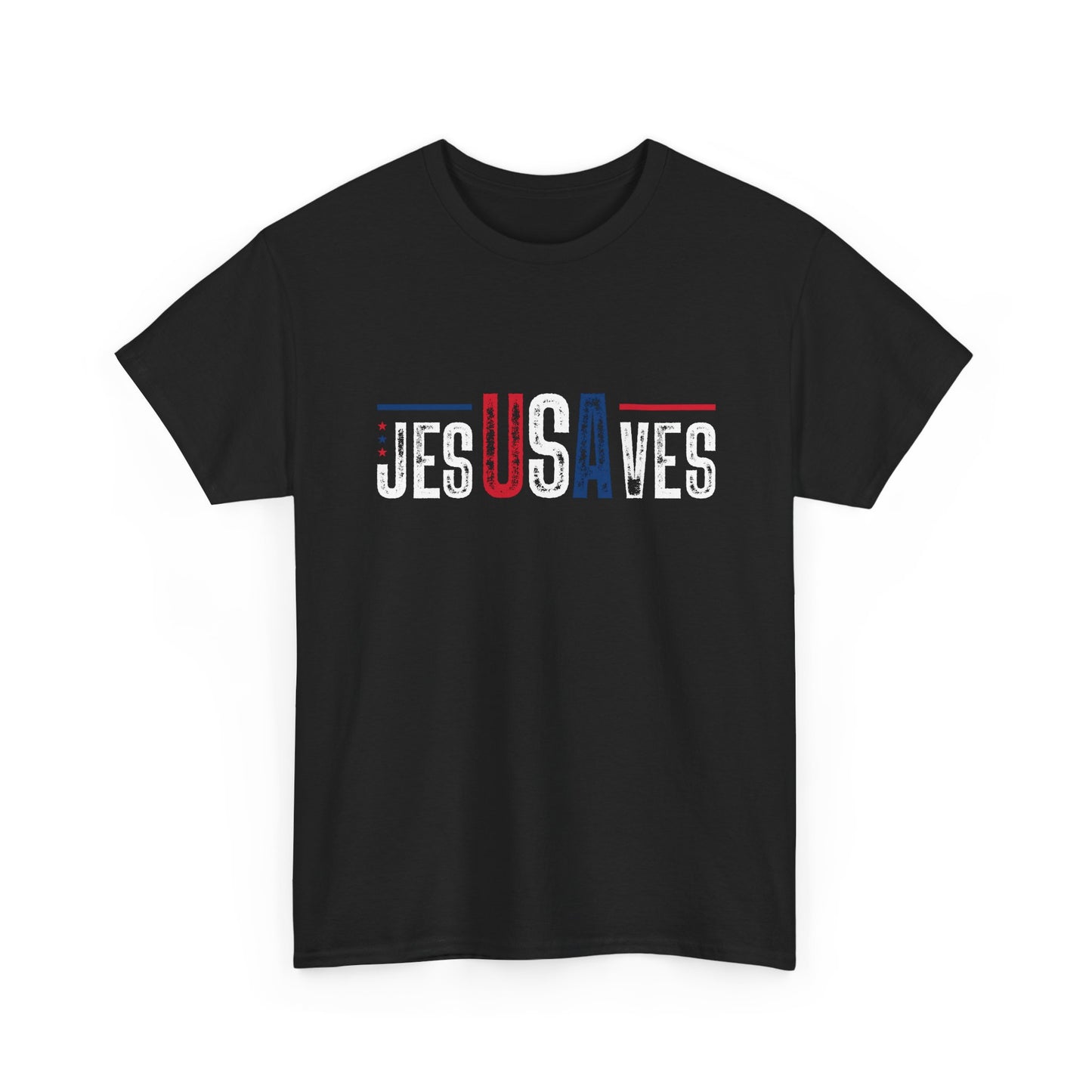 Jesus Saves T-Shirt — Patriotic Red White Blue Christian Tee