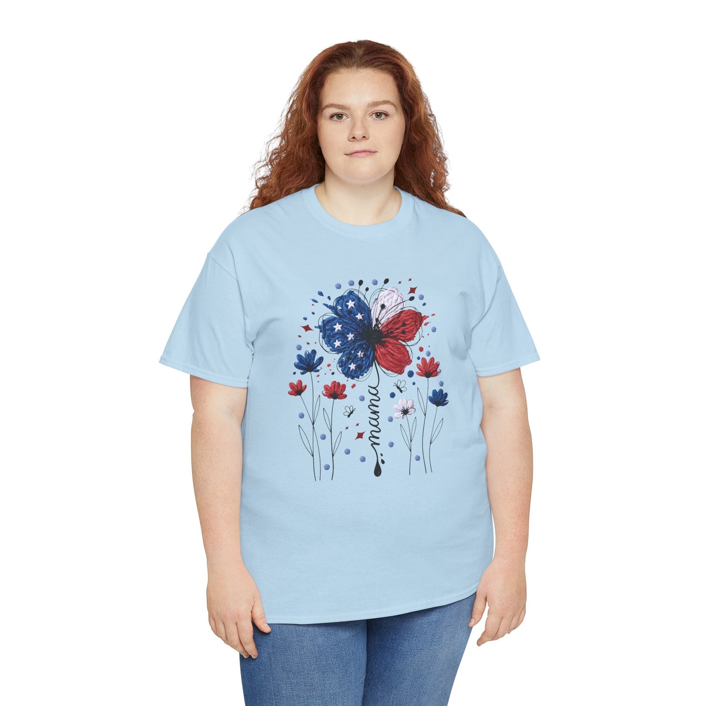 Patriotic Butterfly Floral Tee — Red, White & Blue Memorial Day / 4th of July T-Shirt