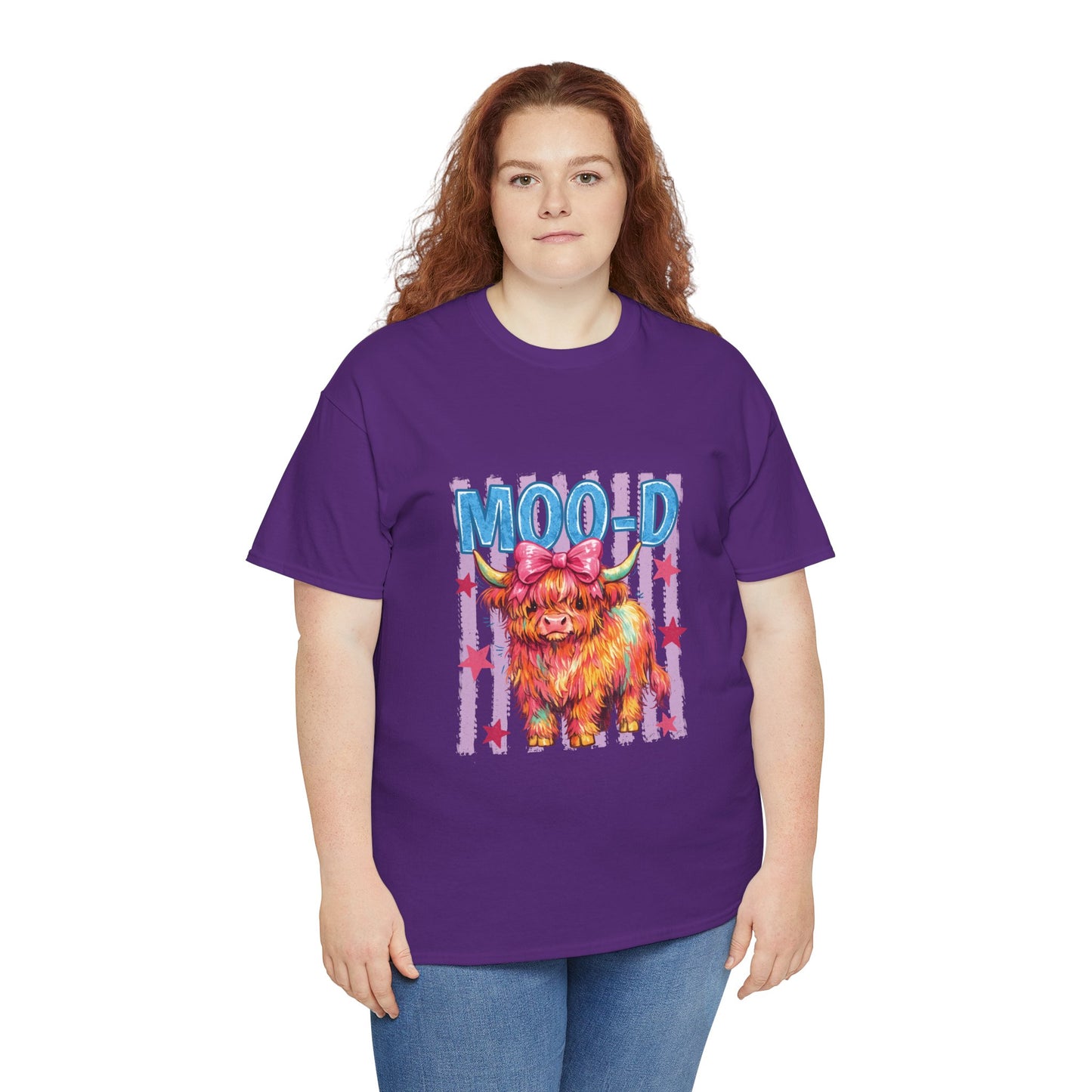 Graphic Tee — Colorful Highland Cow “Moo’d” Cute Farm Animal Shirt