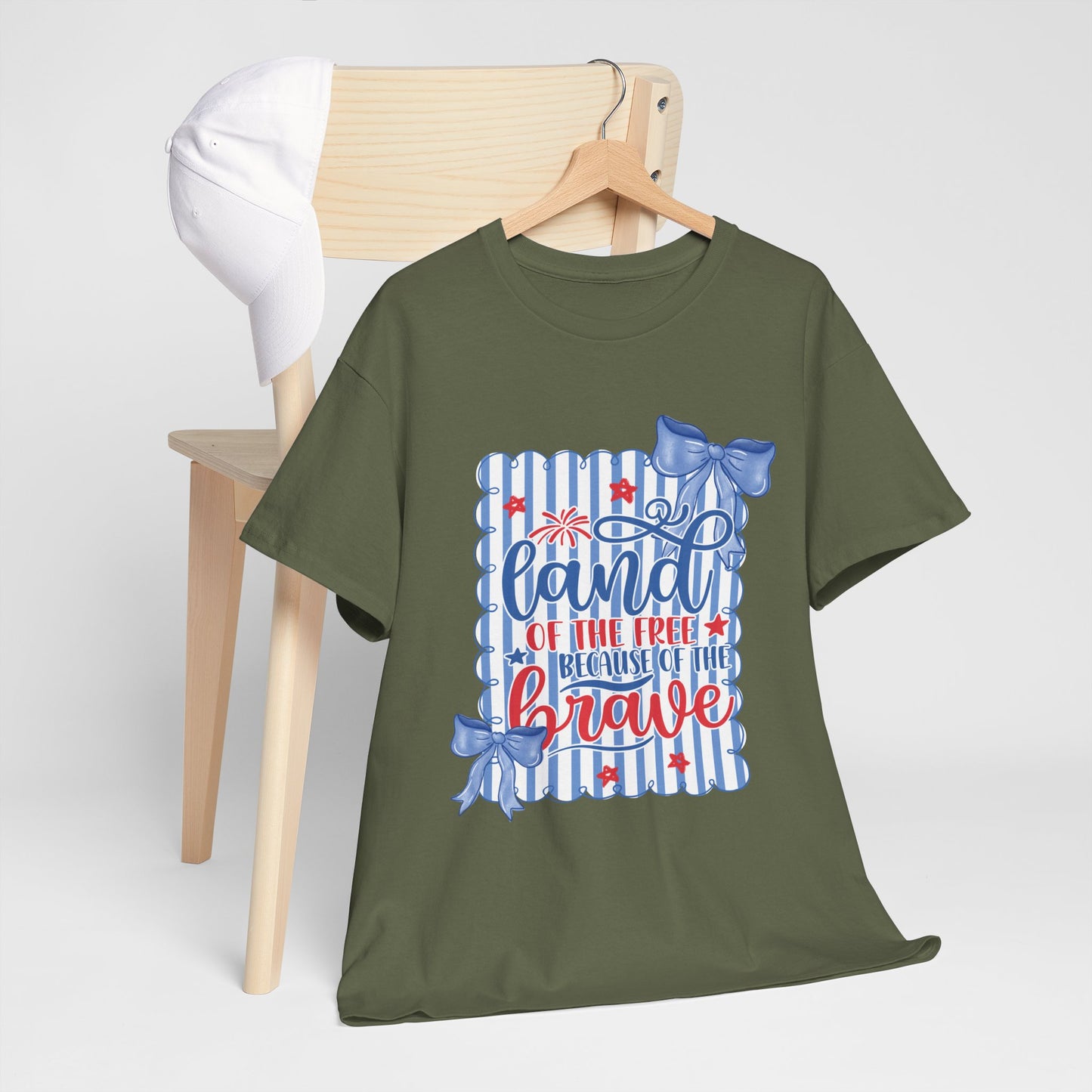 Land of the Free Tee — Patriotic Blue Ribbon Family Shirt