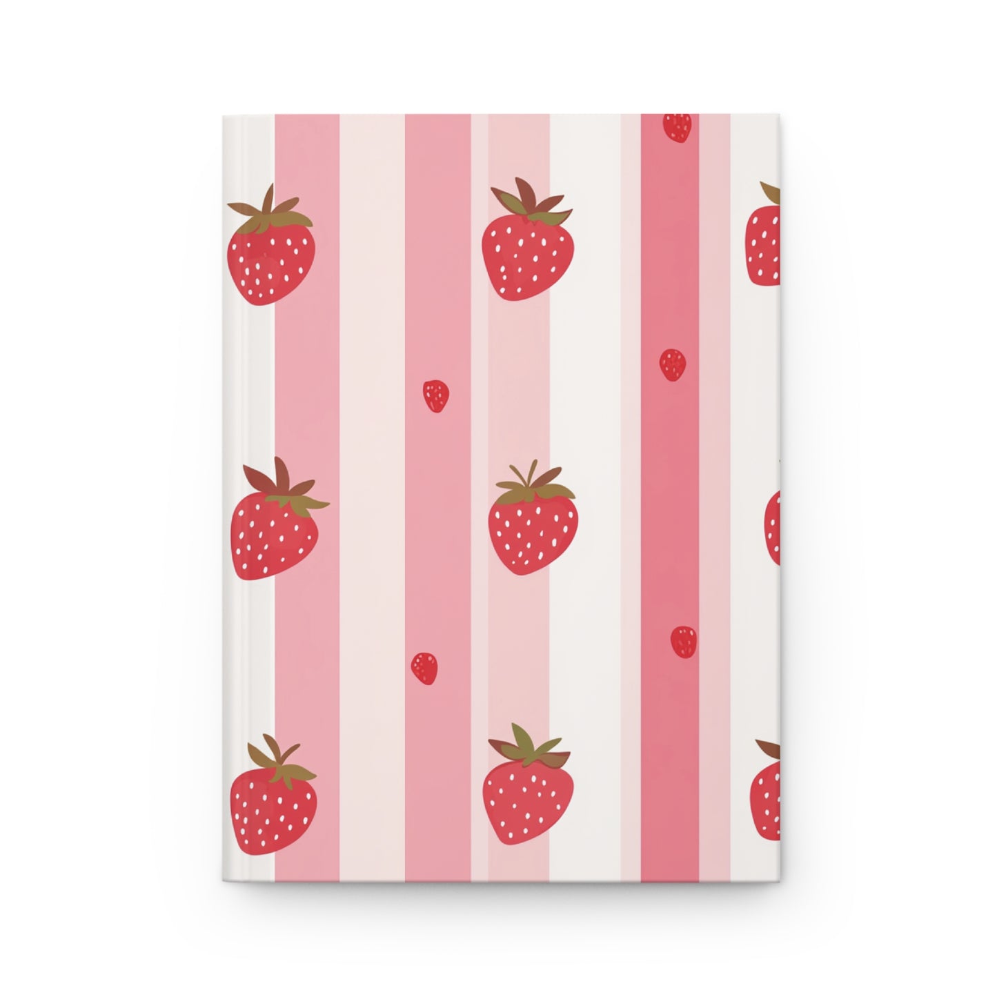 Strawberry Stripe Journal Hardcover | Matte Notebook, Pink Fruit Pattern