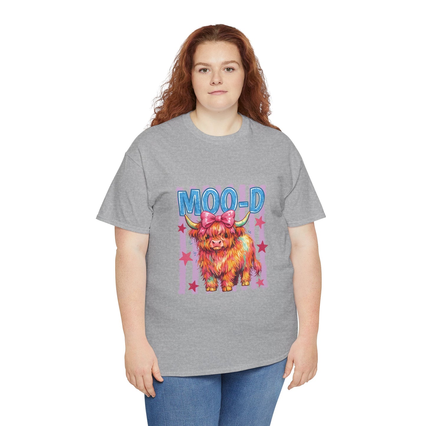 Graphic Tee — Colorful Highland Cow “Moo’d” Cute Farm Animal Shirt