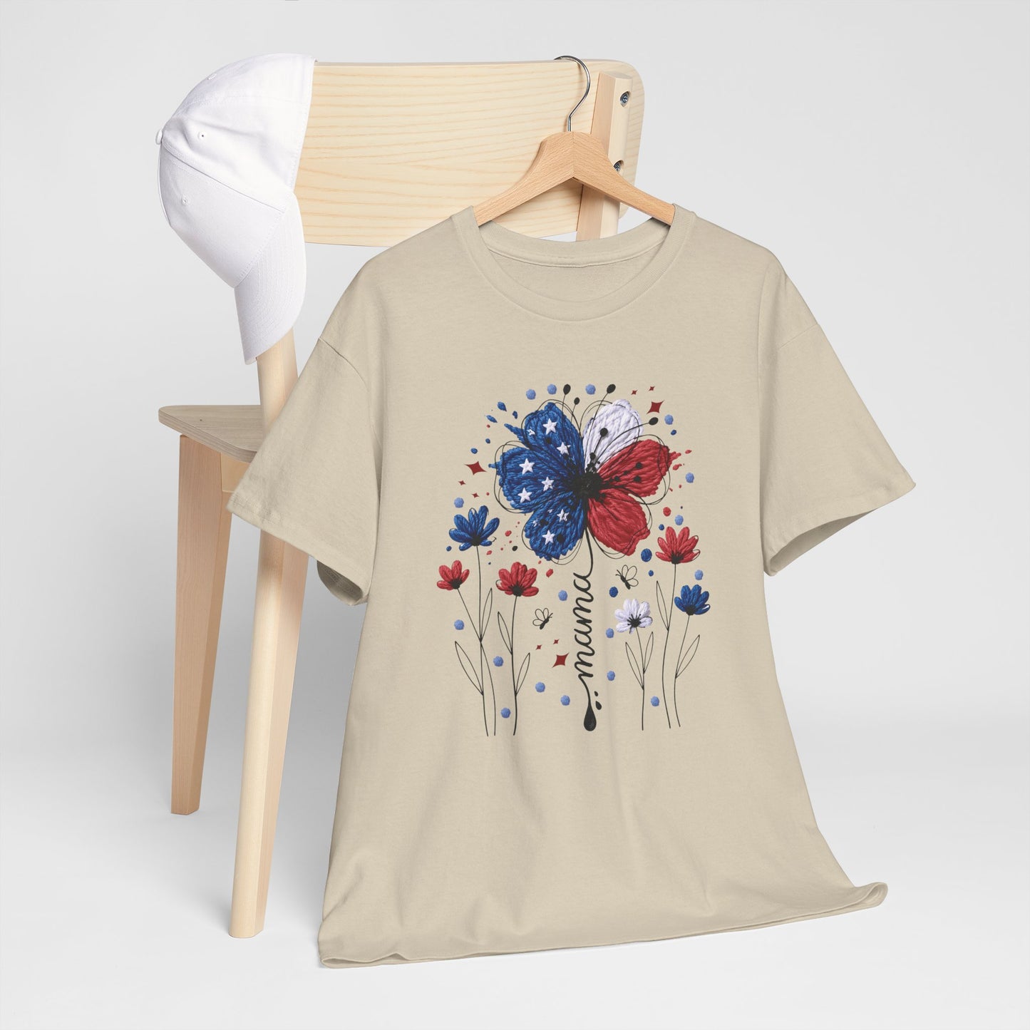 Patriotic Butterfly Floral Tee — Red, White & Blue Memorial Day / 4th of July T-Shirt