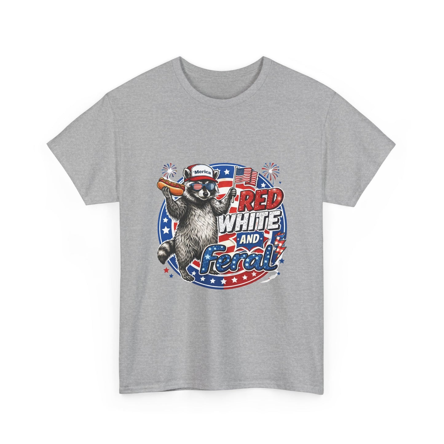 "Red White and Feral" Patriotic Raccoon Tee