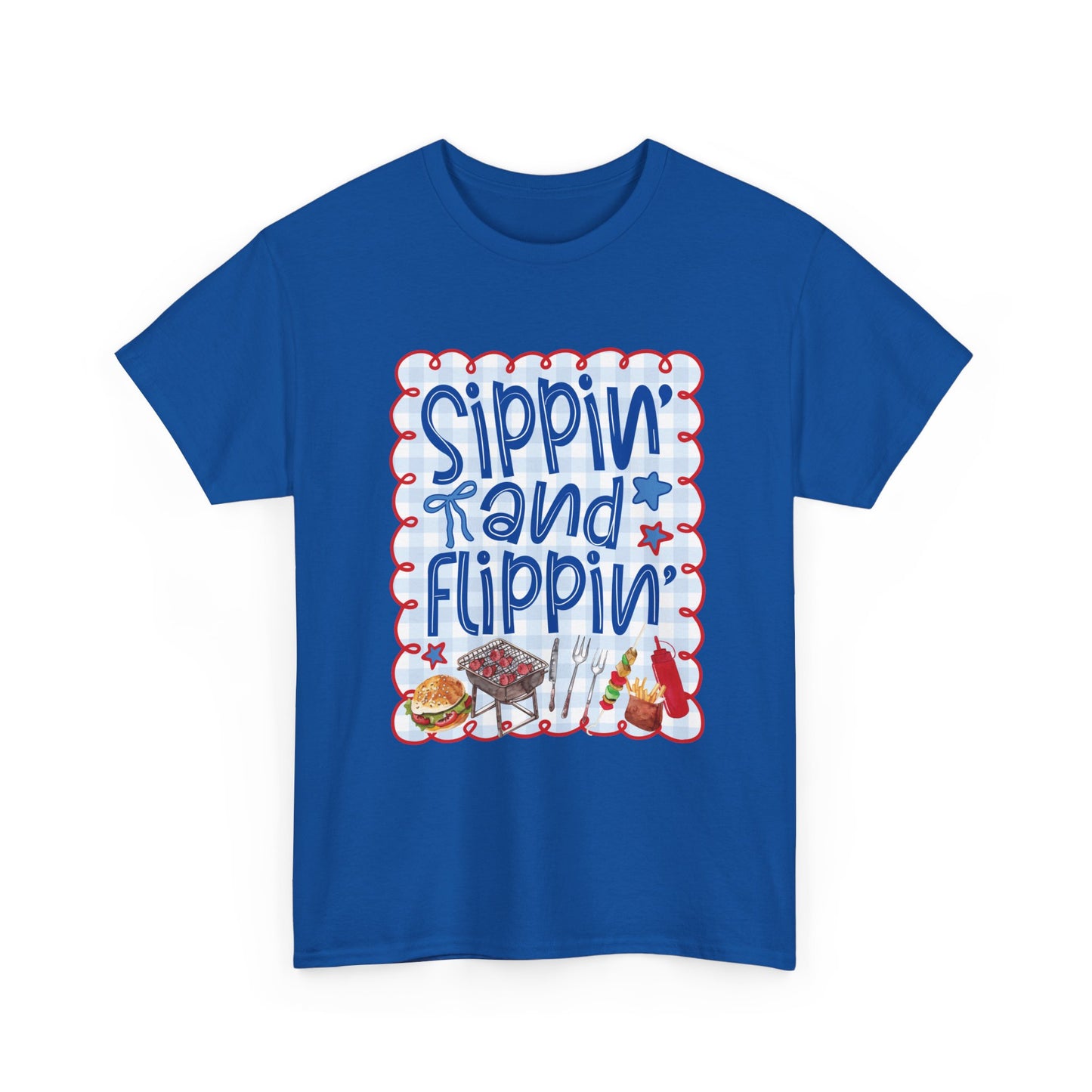 Sippin' and Flippin' Tee — 4th of July BBQ Patriotic Summer Shirt