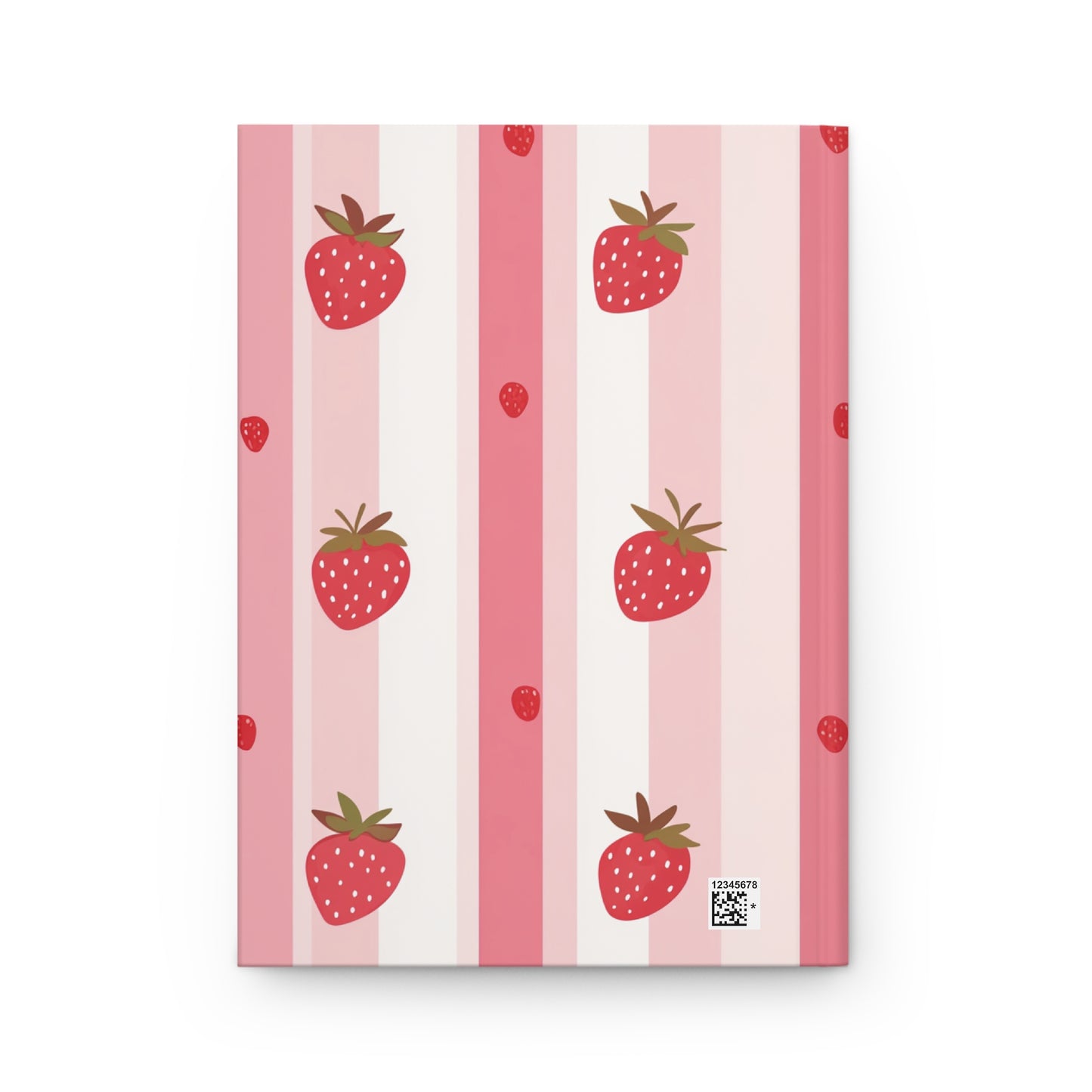 Strawberry Stripe Journal Hardcover | Matte Notebook, Pink Fruit Pattern