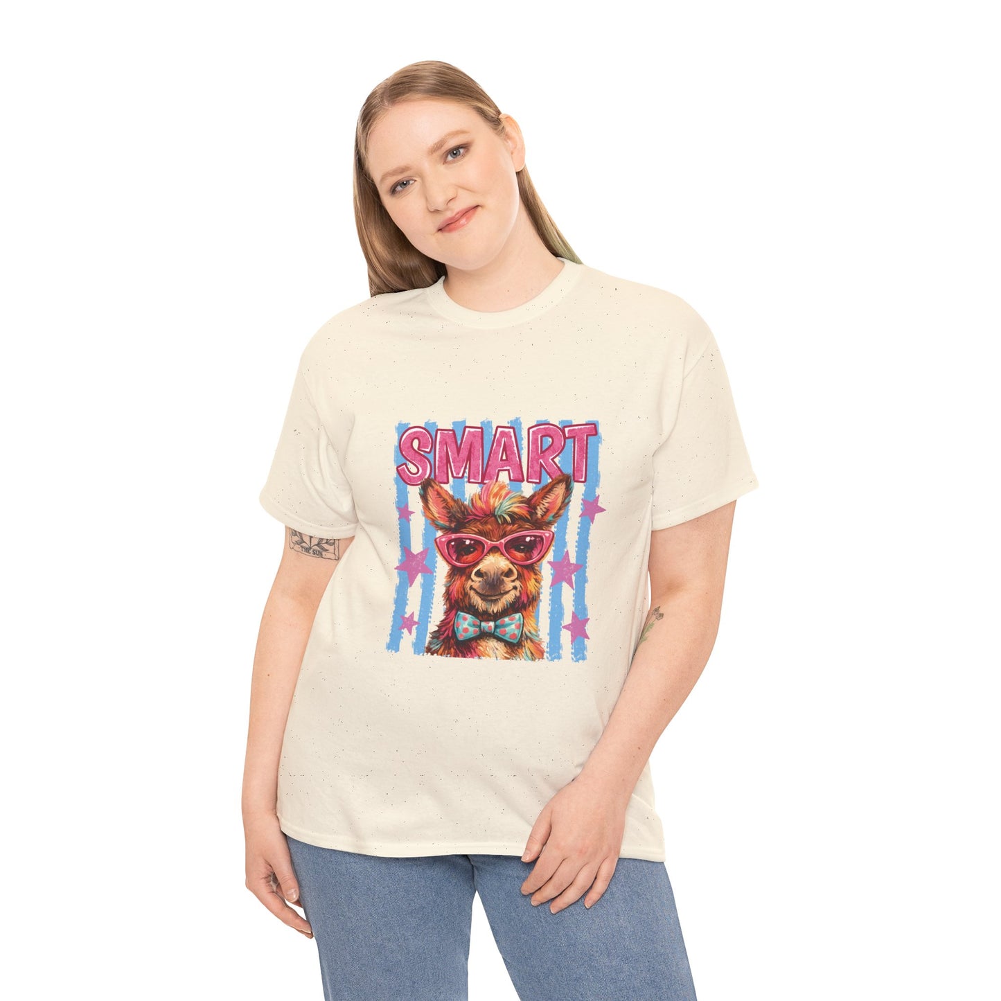 Smart Donkey Graphic Tee - Funny Nerdy Animal T-Shirt with 'SMART' Design