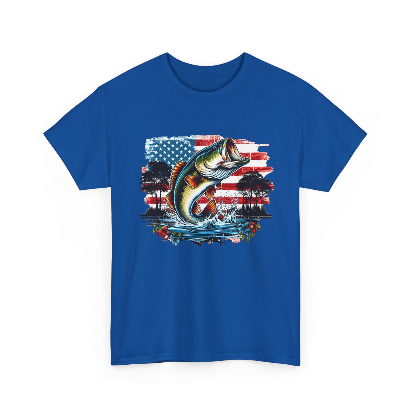 Fishing Largemouth Bass Tee — American Flag Outdoors Fishing Shirt