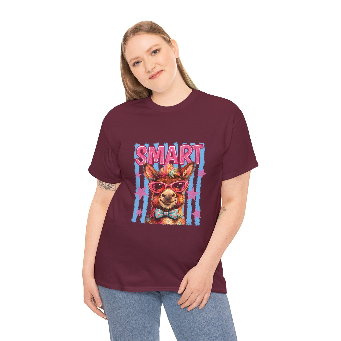 Smart Donkey Graphic Tee - Funny Nerdy Animal T-Shirt with 'SMART' Design