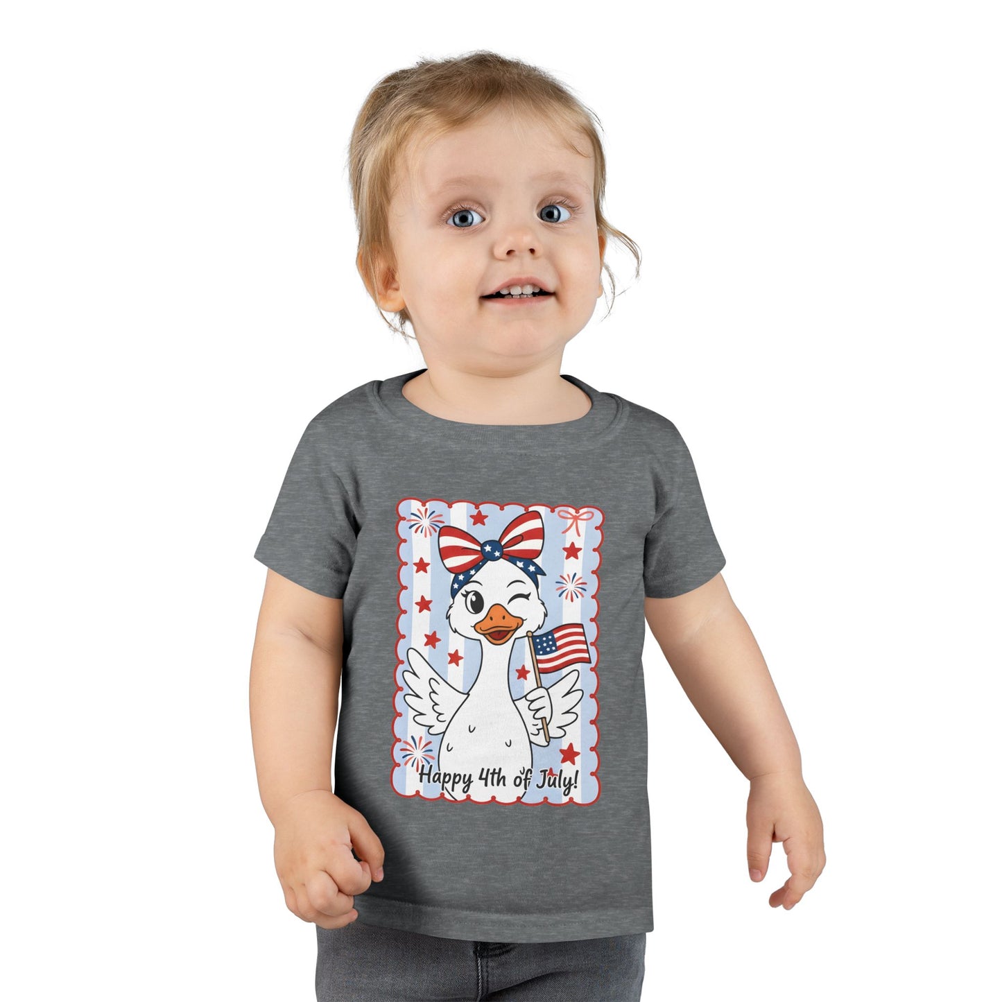 Toddler T-Shirt — Patriotic Duck "Happy 4th of July" Kids Tee