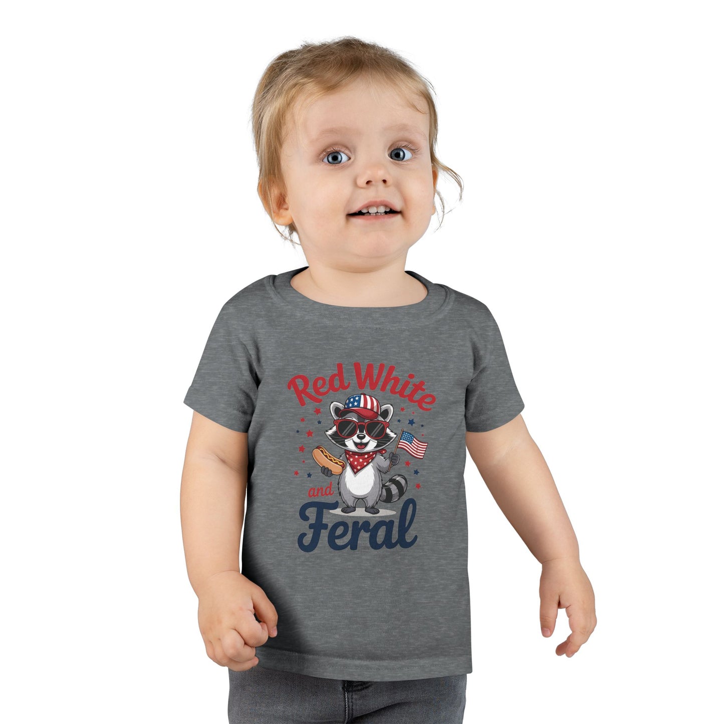 Toddler T-Shirt — "Red White & Feral" Patriotic Raccoon 4th of July Tee