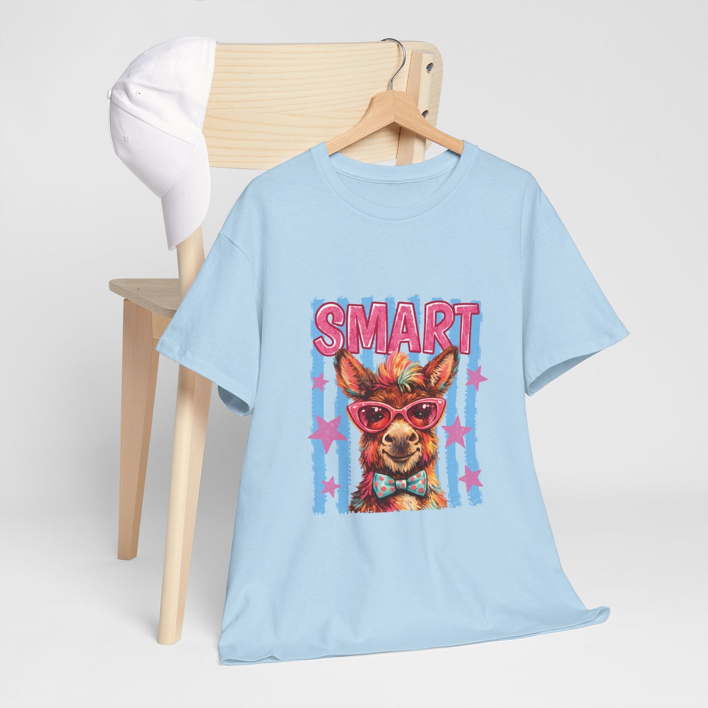 Smart Donkey Graphic Tee - Funny Nerdy Animal T-Shirt with 'SMART' Design