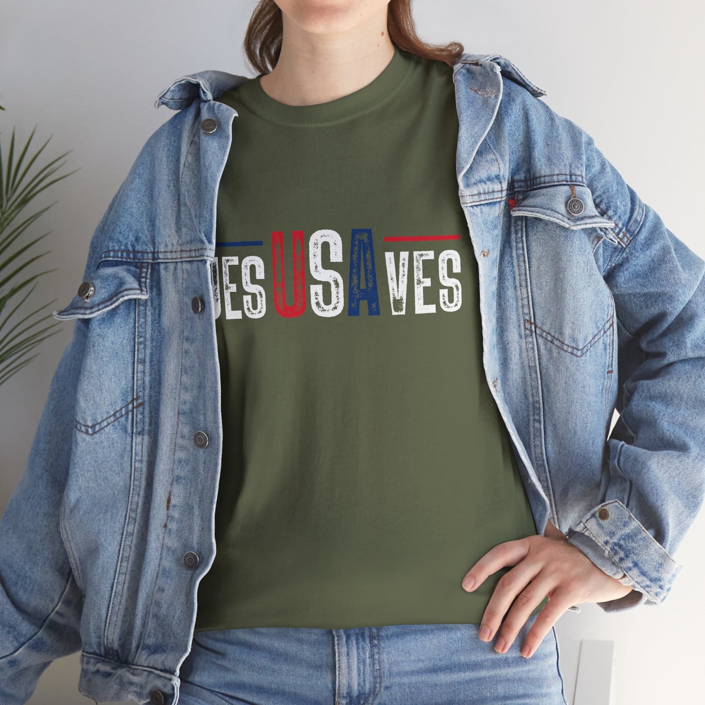 Jesus Saves T-Shirt — Patriotic Red White Blue Christian Tee