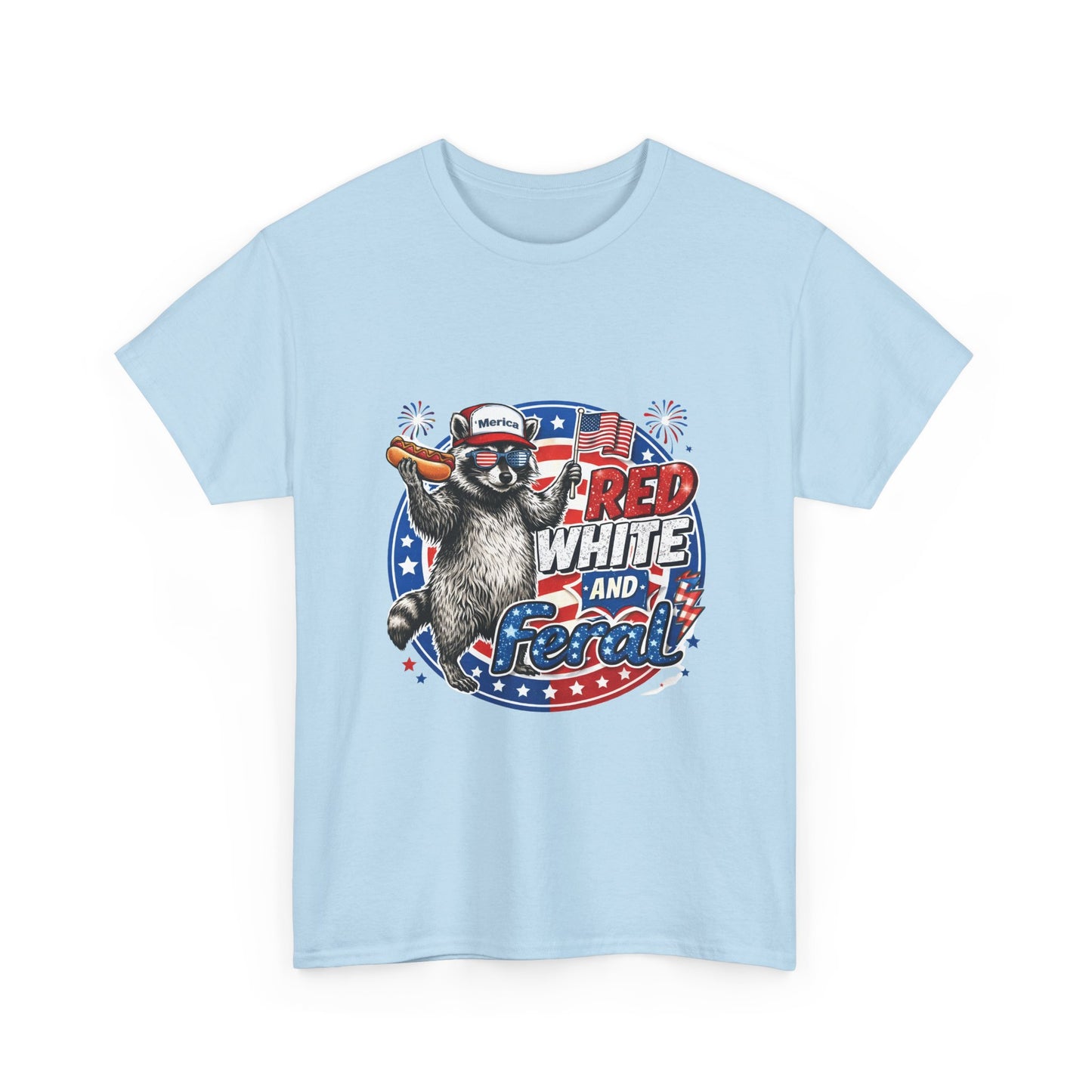 "Red White and Feral" Patriotic Raccoon Tee