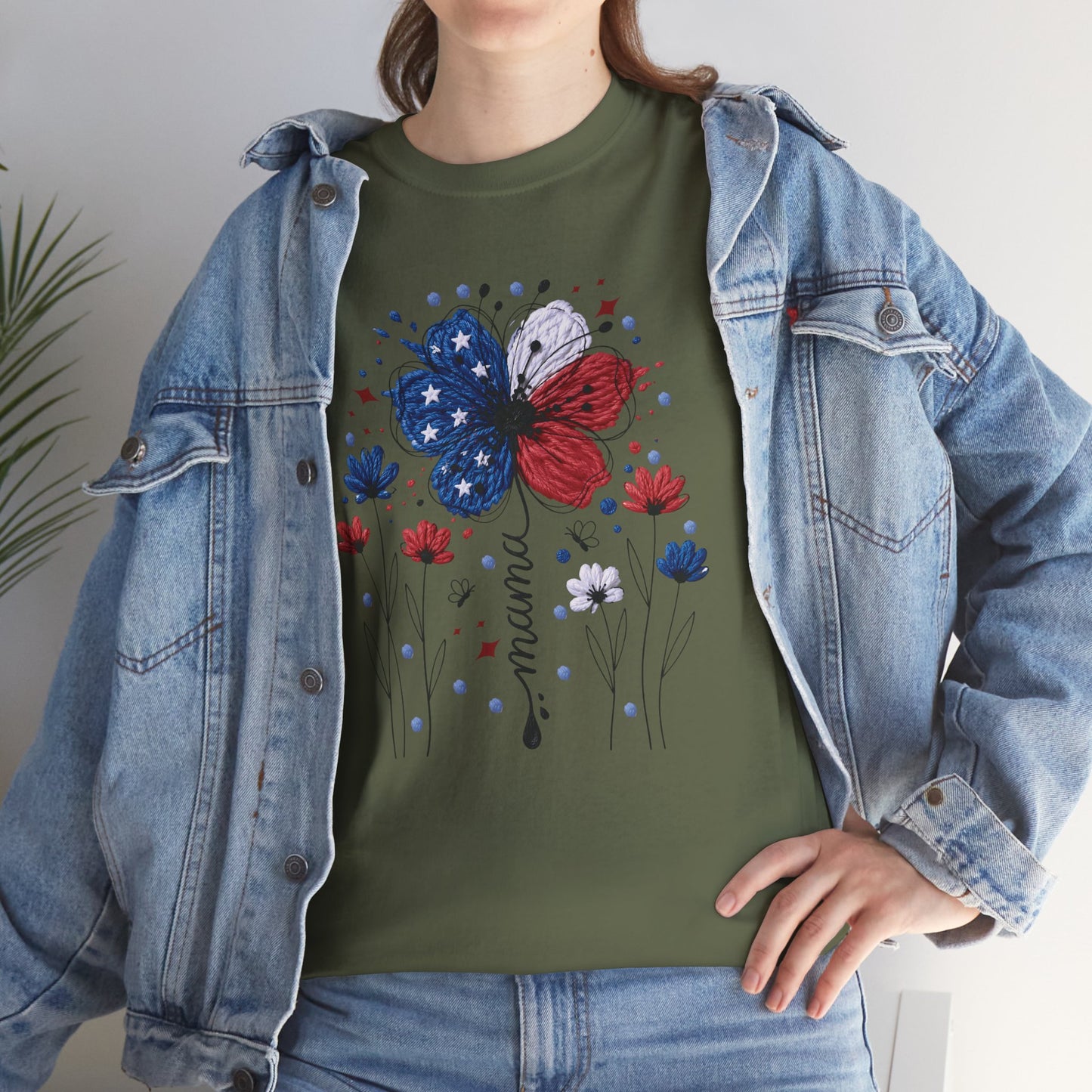 Patriotic Butterfly Floral Tee — Red, White & Blue Memorial Day / 4th of July T-Shirt