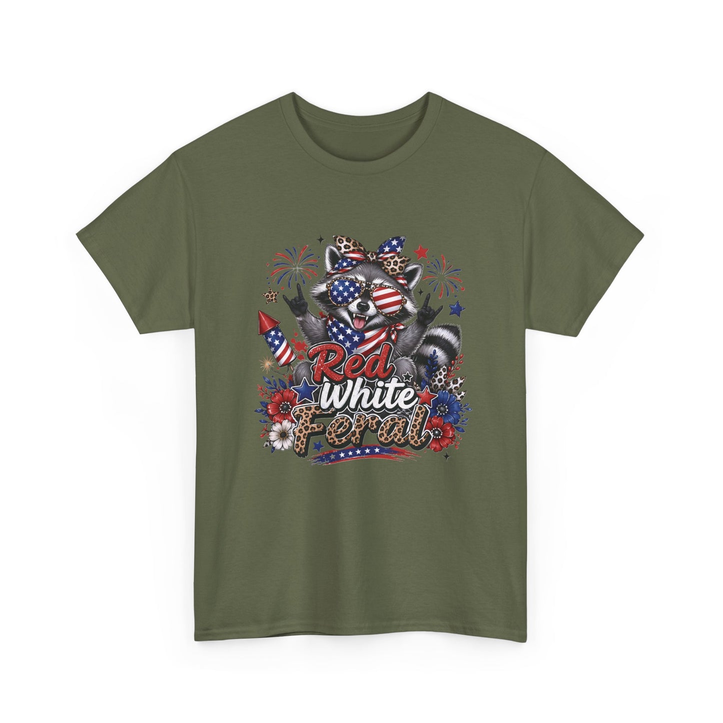 Patriotic Raccoon 'Red White & Feral' T-Shirt