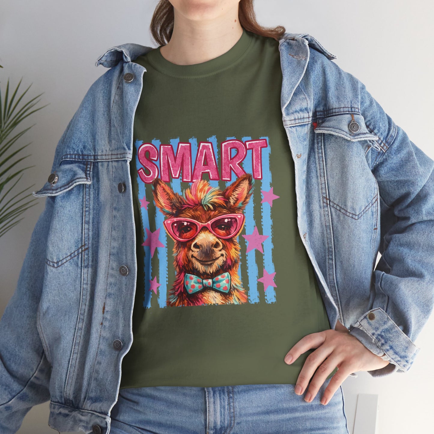 Smart Donkey Graphic Tee - Funny Nerdy Animal T-Shirt with 'SMART' Design