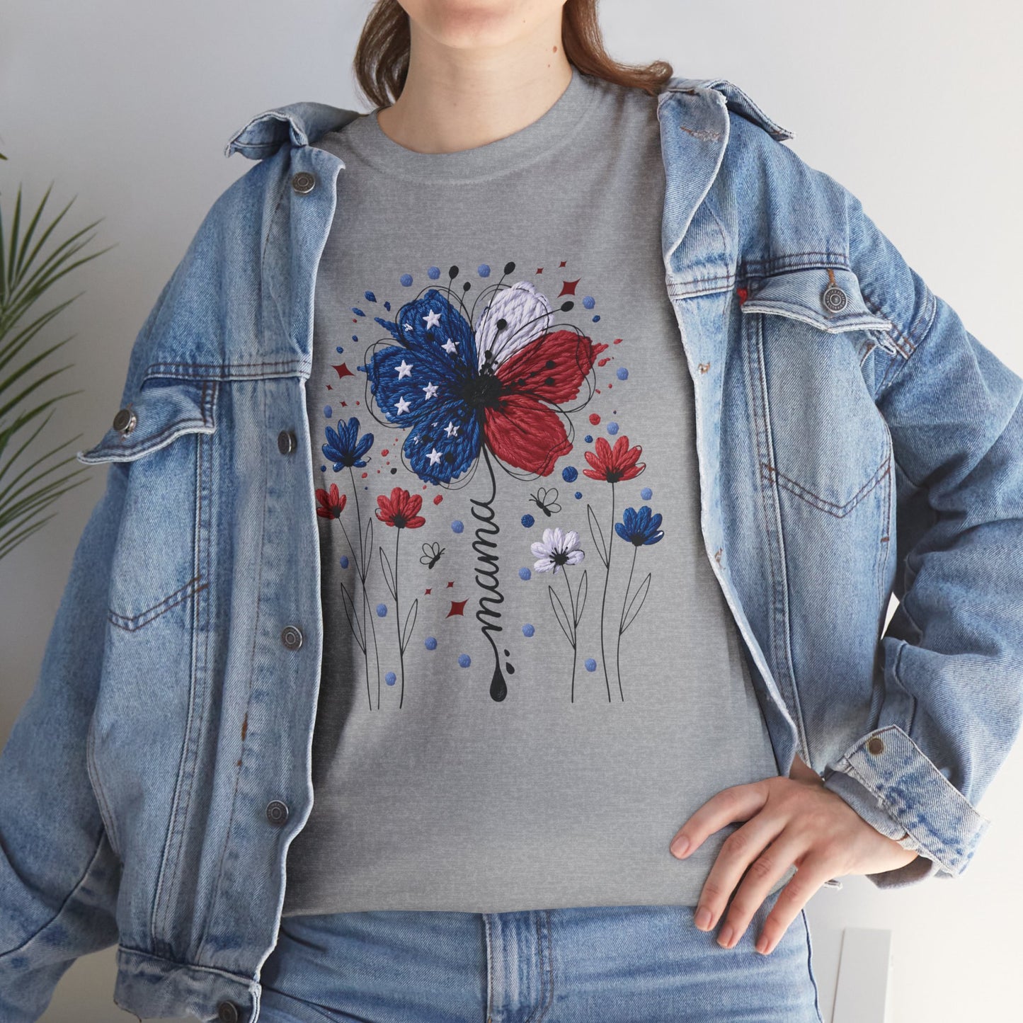 Patriotic Butterfly Floral Tee — Red, White & Blue Memorial Day / 4th of July T-Shirt