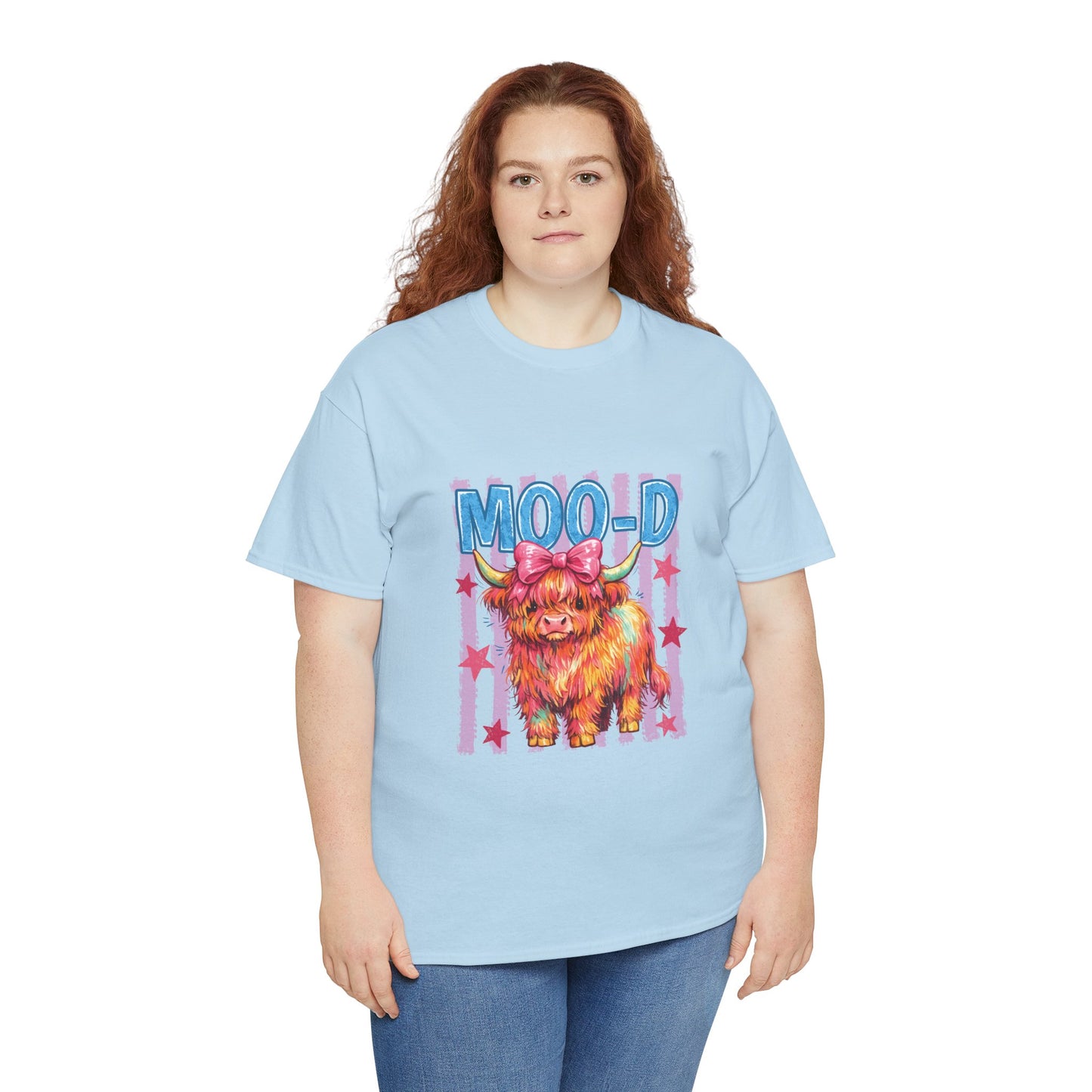 Graphic Tee — Colorful Highland Cow “Moo’d” Cute Farm Animal Shirt
