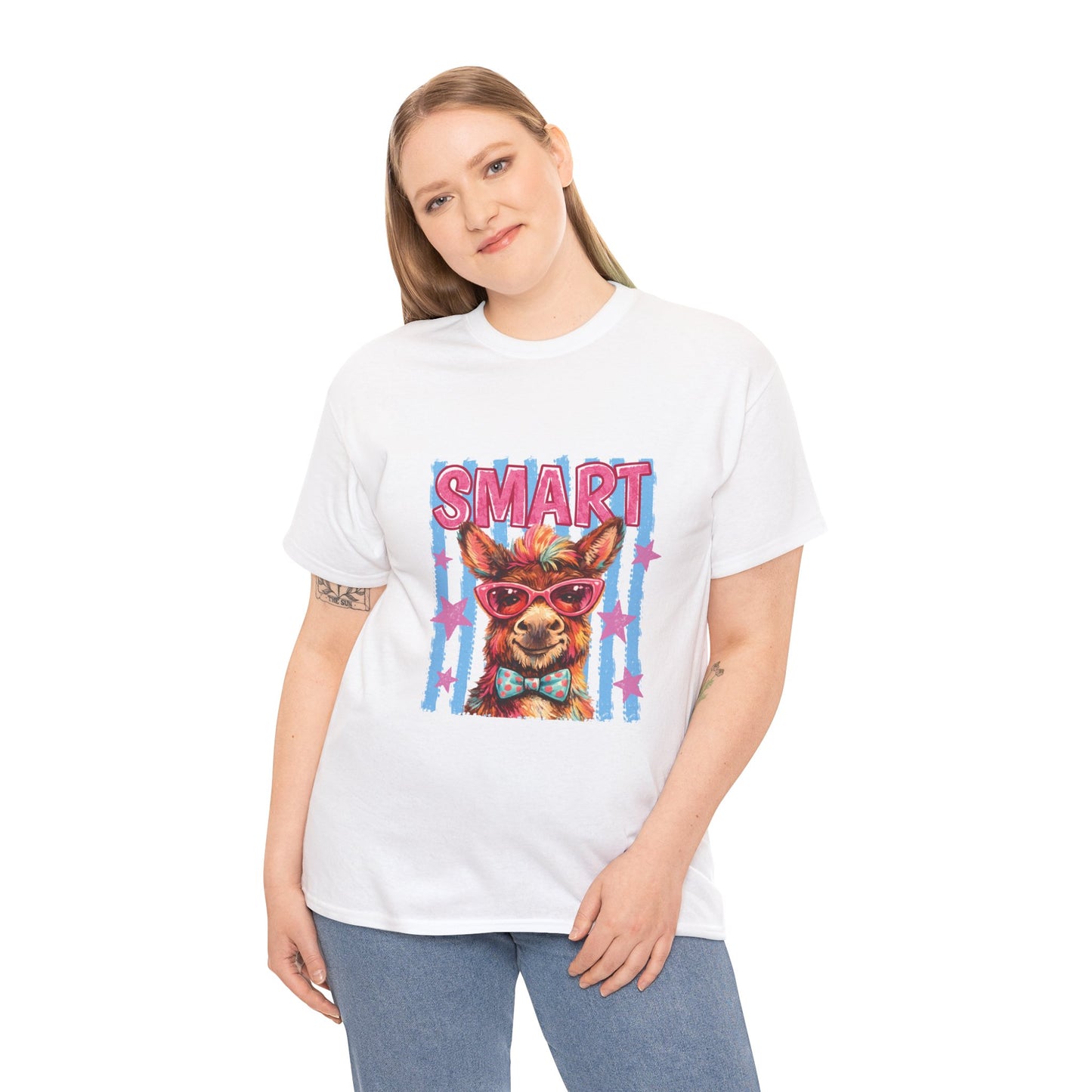 Smart Donkey Graphic Tee - Funny Nerdy Animal T-Shirt with 'SMART' Design