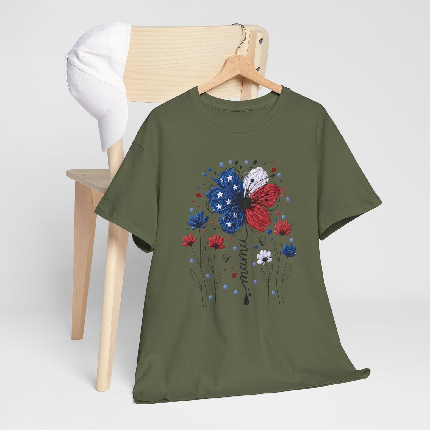 Patriotic Butterfly Floral Tee — Red, White & Blue Memorial Day / 4th of July T-Shirt