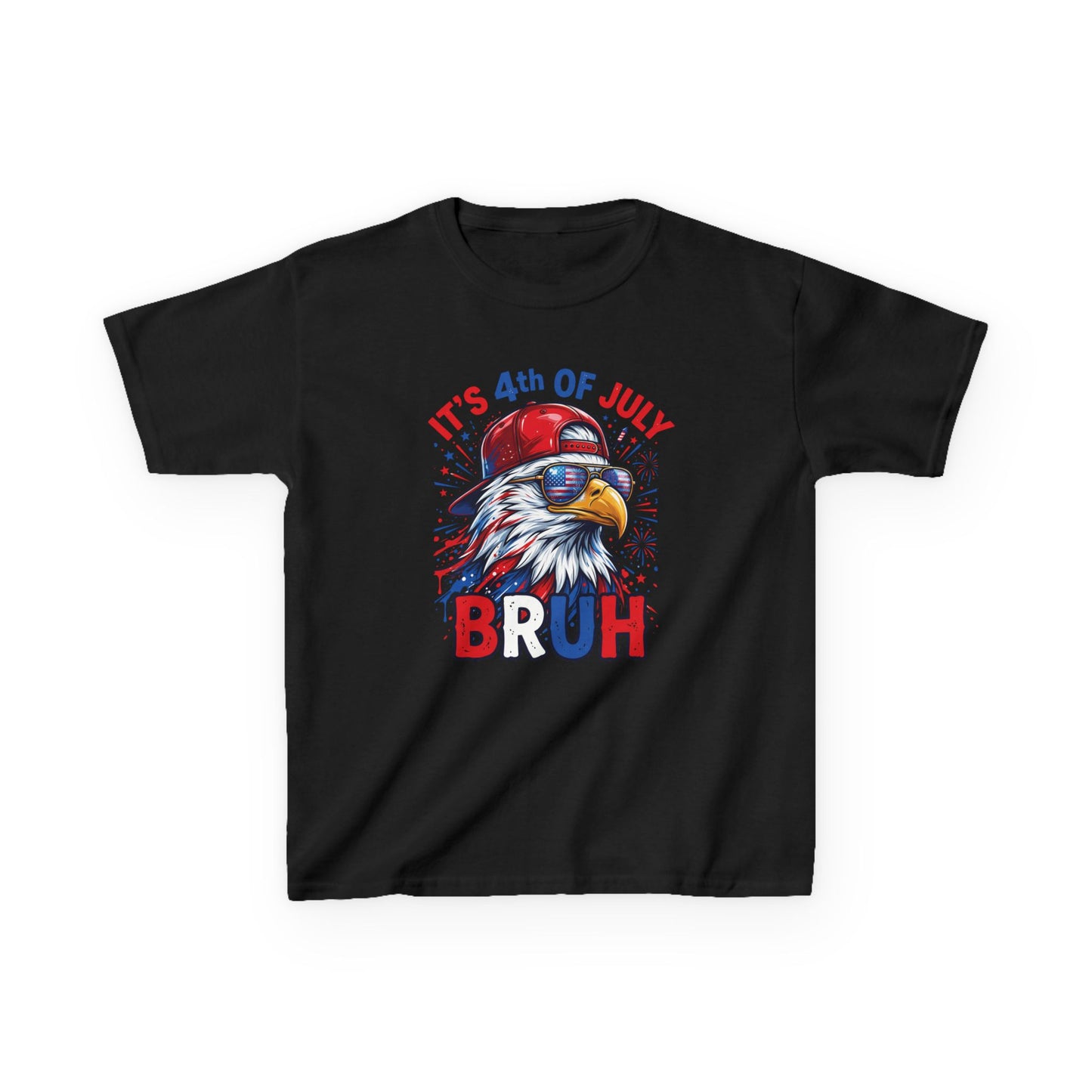 Kids 4th of July T-Shirt – 'It's 4th of July BRUH' Patriotic Eagle Tee