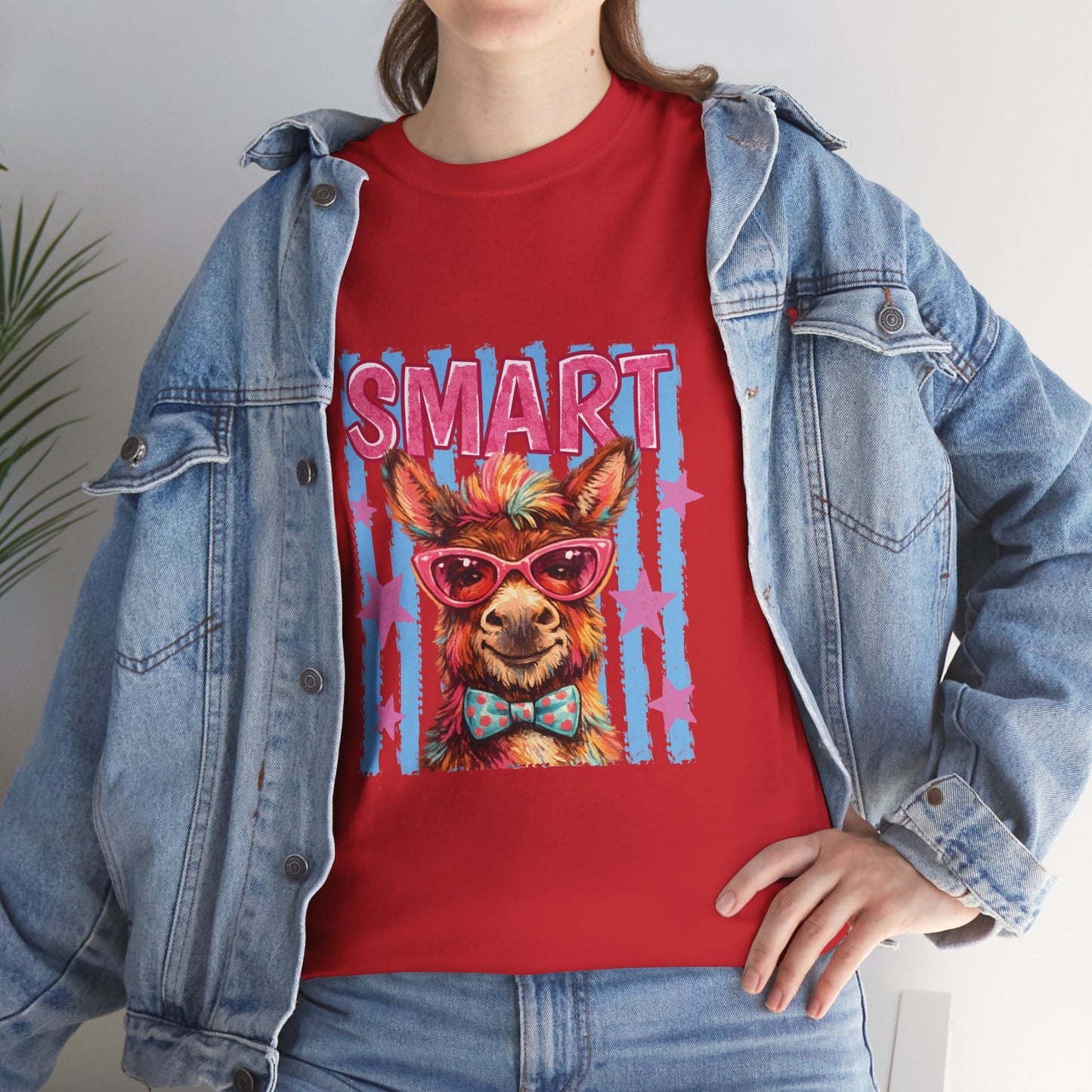 Smart Donkey Graphic Tee - Funny Nerdy Animal T-Shirt with 'SMART' Design