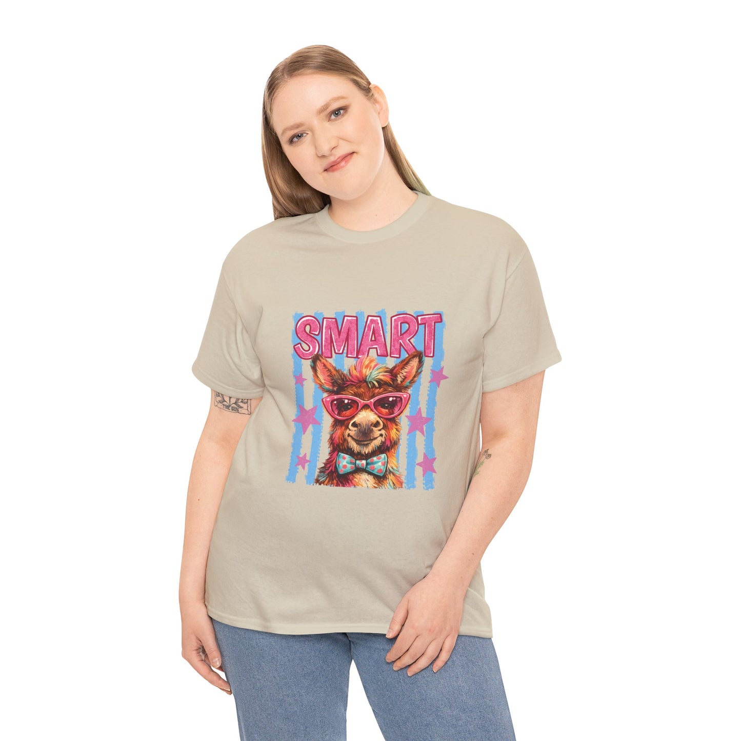 Smart Donkey Graphic Tee - Funny Nerdy Animal T-Shirt with 'SMART' Design