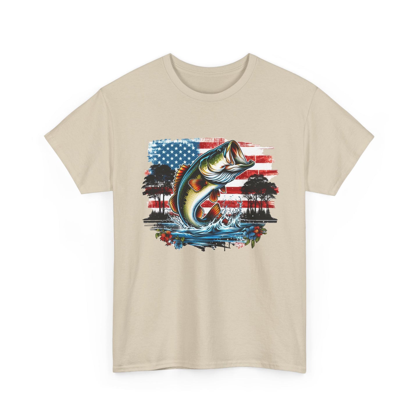 Fishing Largemouth Bass Tee — American Flag Outdoors Fishing Shirt
