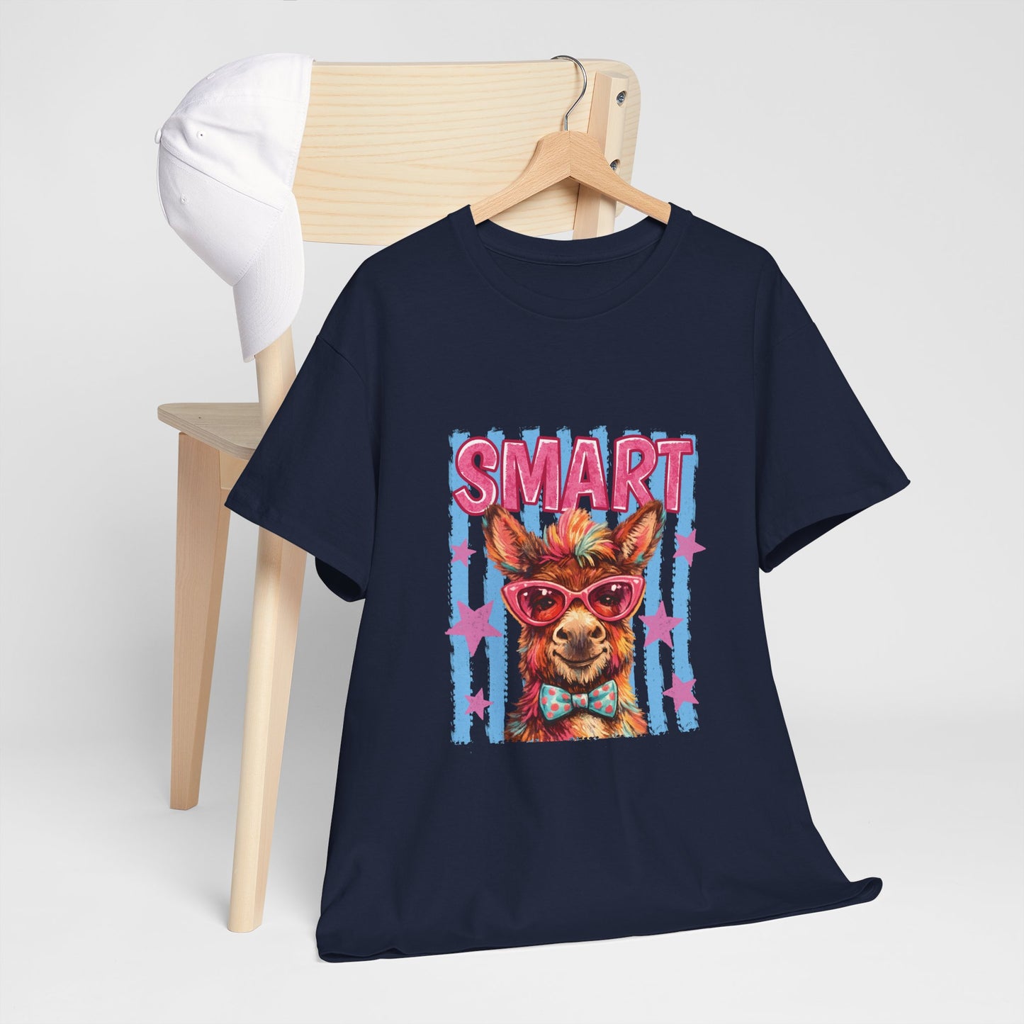 Smart Donkey Graphic Tee - Funny Nerdy Animal T-Shirt with 'SMART' Design