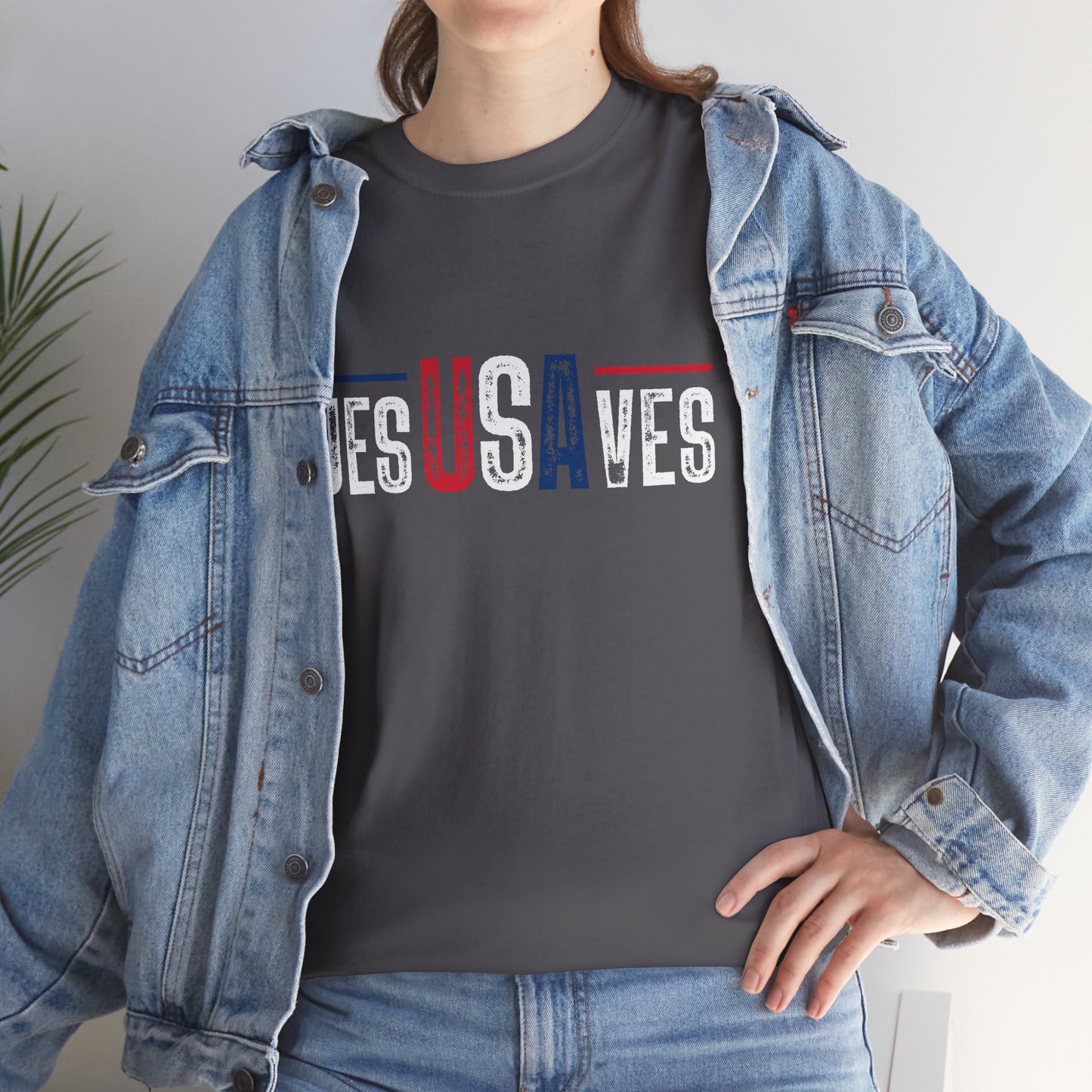 Jesus Saves T-Shirt — Patriotic Red White Blue Christian Tee