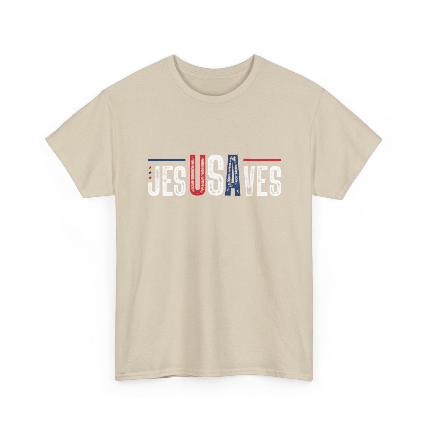 Jesus Saves T-Shirt — Patriotic Red White Blue Christian Tee