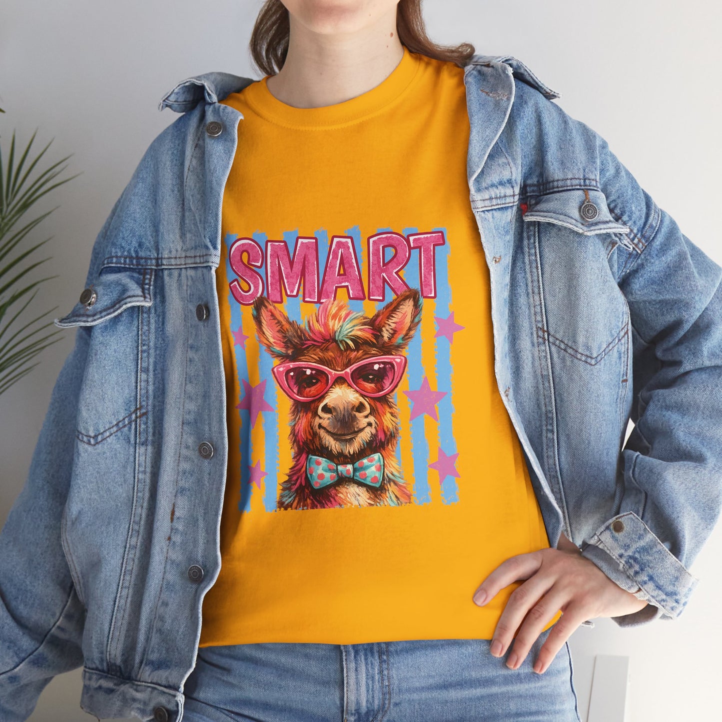 Smart Donkey Graphic Tee - Funny Nerdy Animal T-Shirt with 'SMART' Design