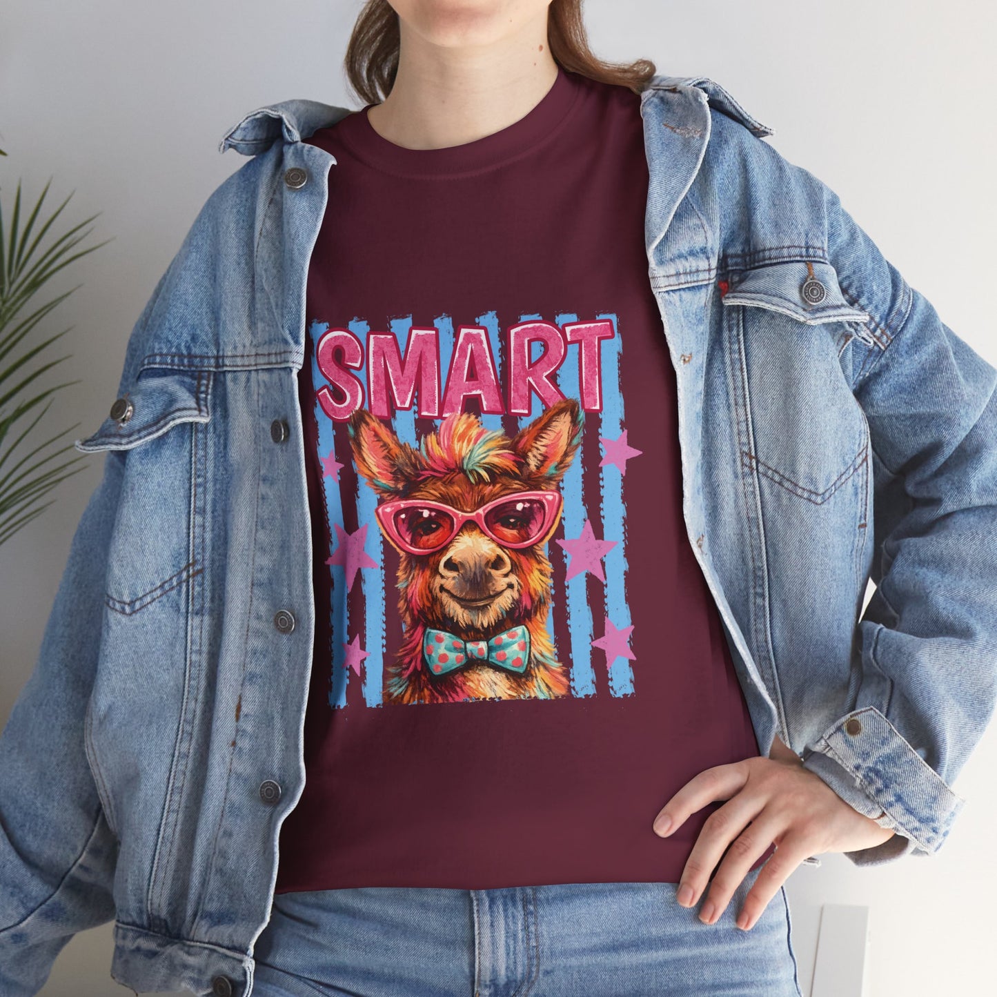 Smart Donkey Graphic Tee - Funny Nerdy Animal T-Shirt with 'SMART' Design