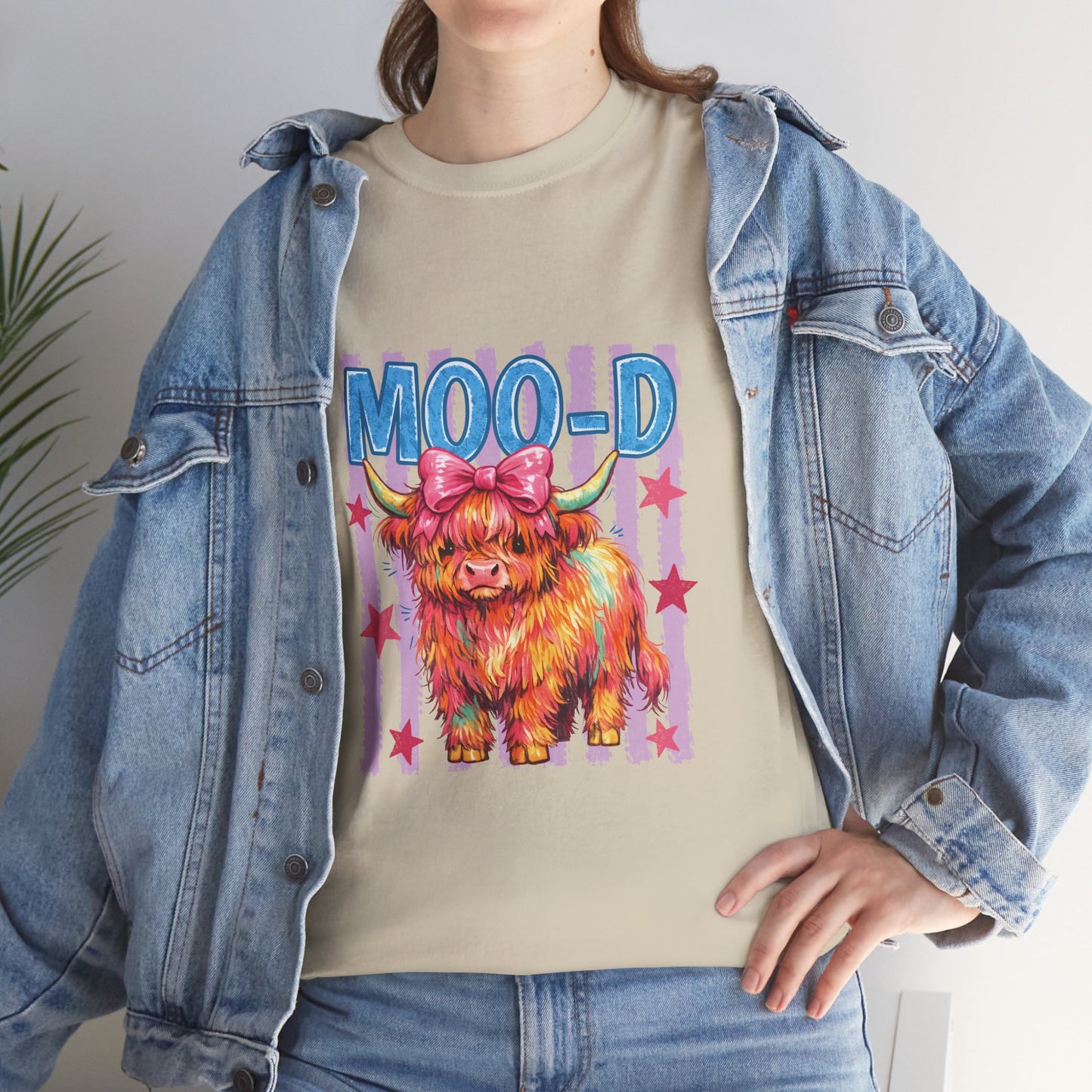Graphic Tee — Colorful Highland Cow “Moo’d” Cute Farm Animal Shirt
