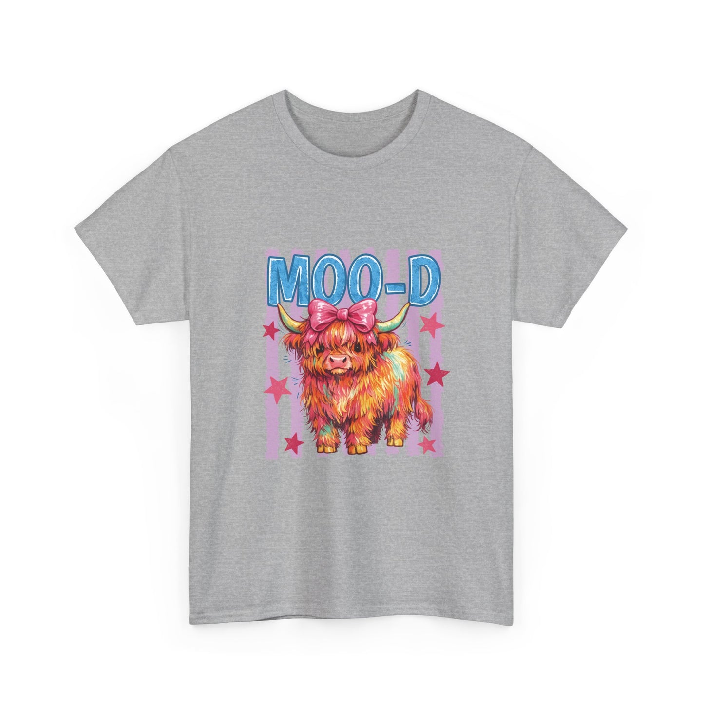 Graphic Tee — Colorful Highland Cow “Moo’d” Cute Farm Animal Shirt