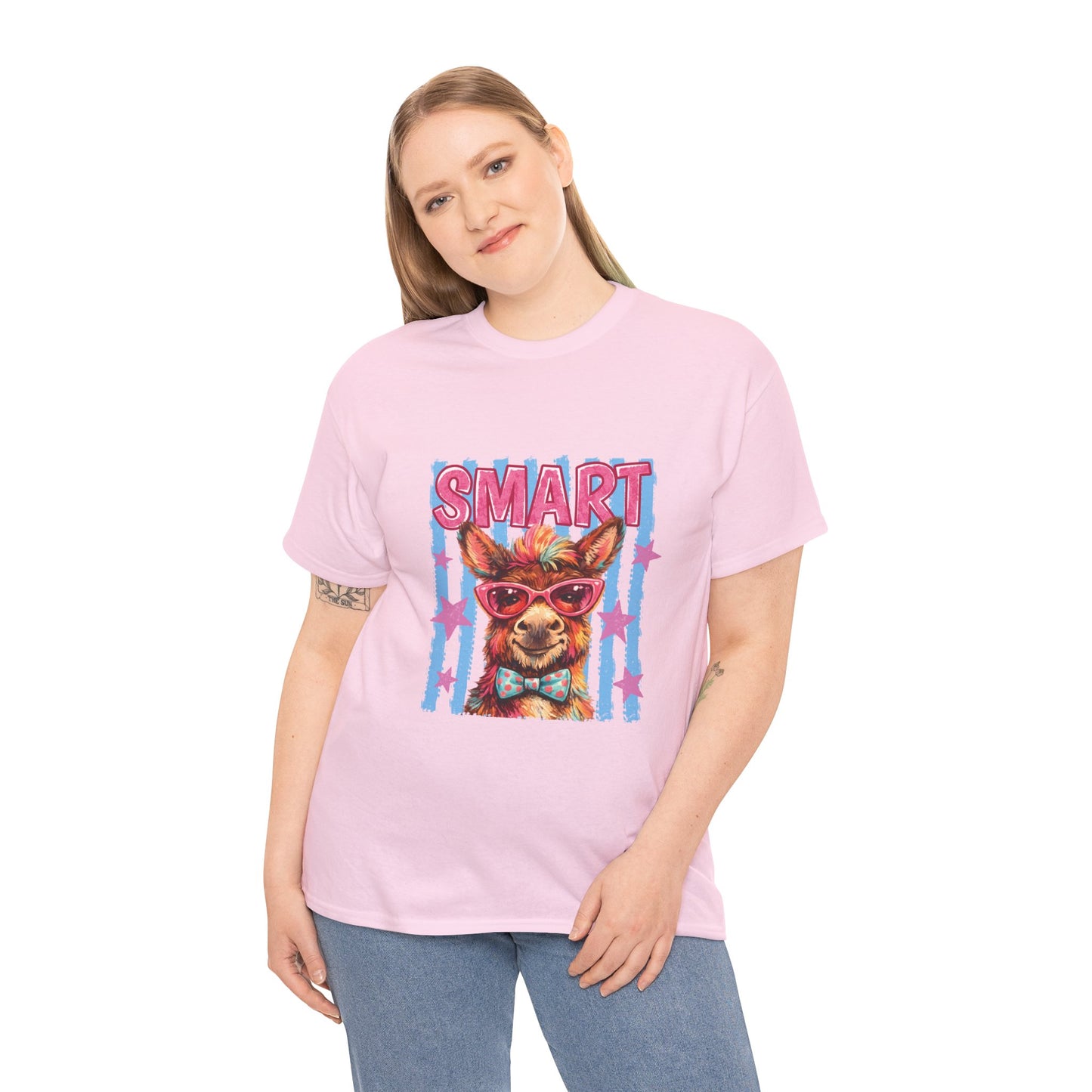 Smart Donkey Graphic Tee - Funny Nerdy Animal T-Shirt with 'SMART' Design