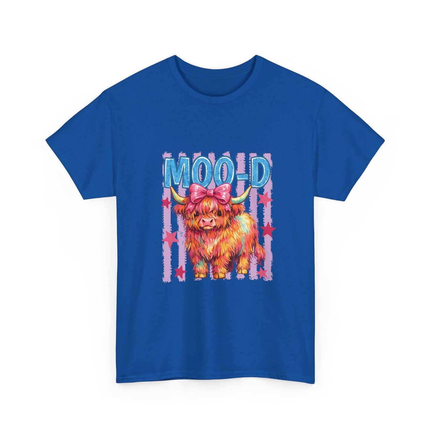 Graphic Tee — Colorful Highland Cow “Moo’d” Cute Farm Animal Shirt