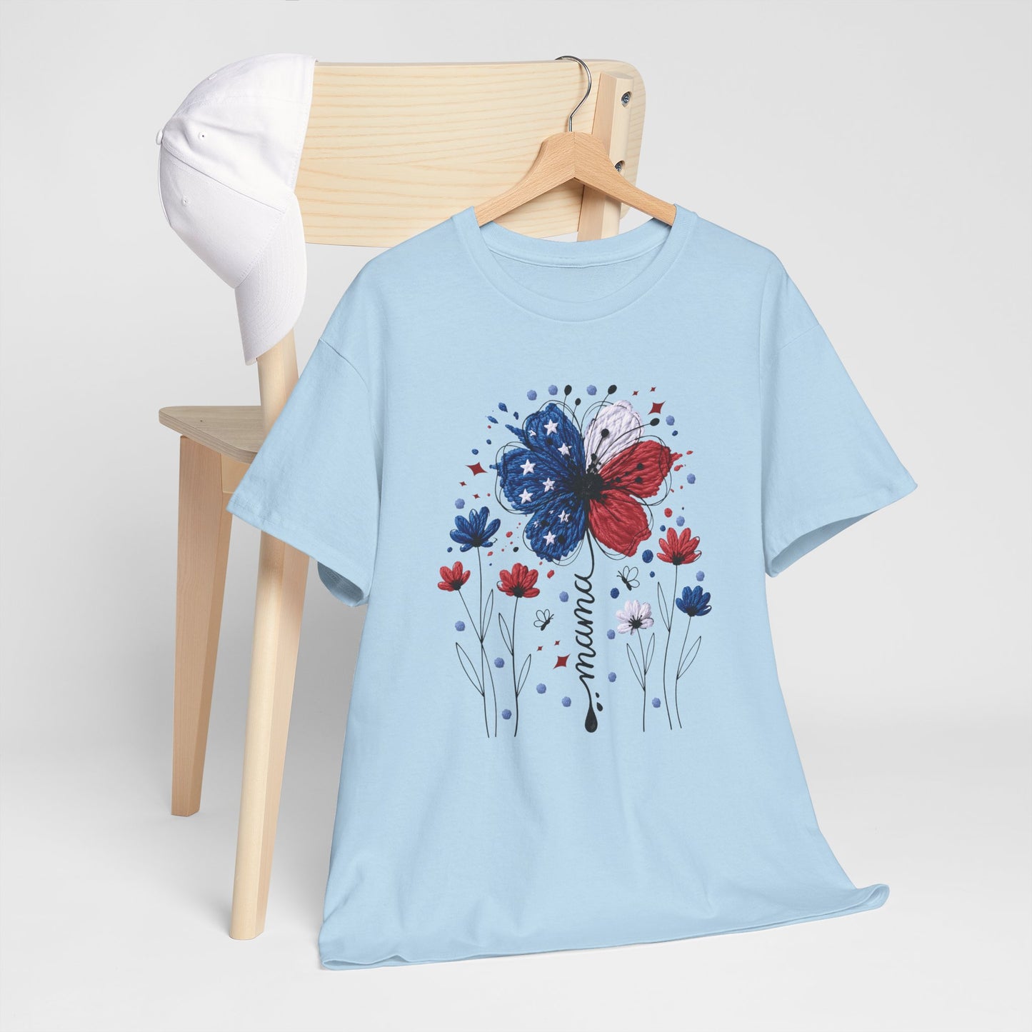 Patriotic Butterfly Floral Tee — Red, White & Blue Memorial Day / 4th of July T-Shirt