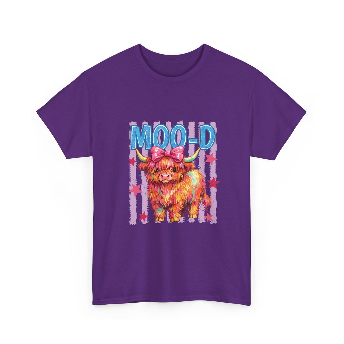 Graphic Tee — Colorful Highland Cow “Moo’d” Cute Farm Animal Shirt