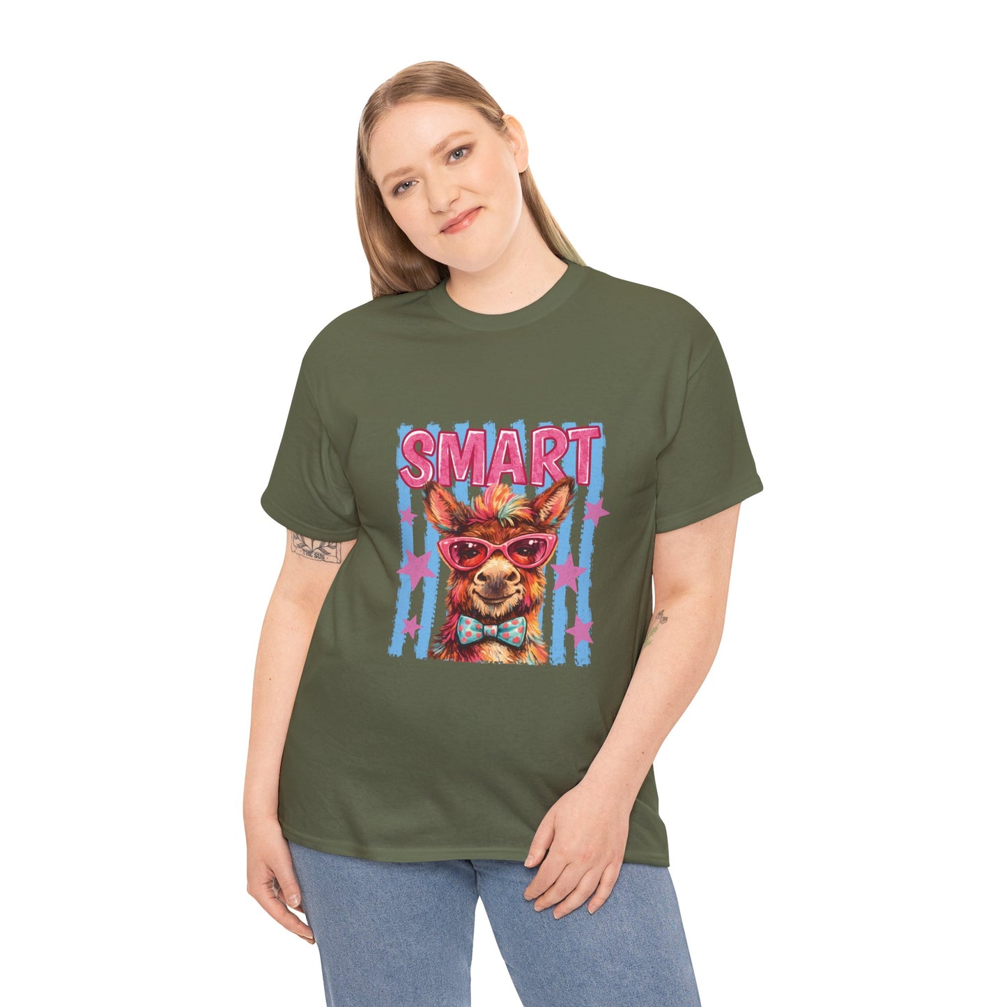 Smart Donkey Graphic Tee - Funny Nerdy Animal T-Shirt with 'SMART' Design