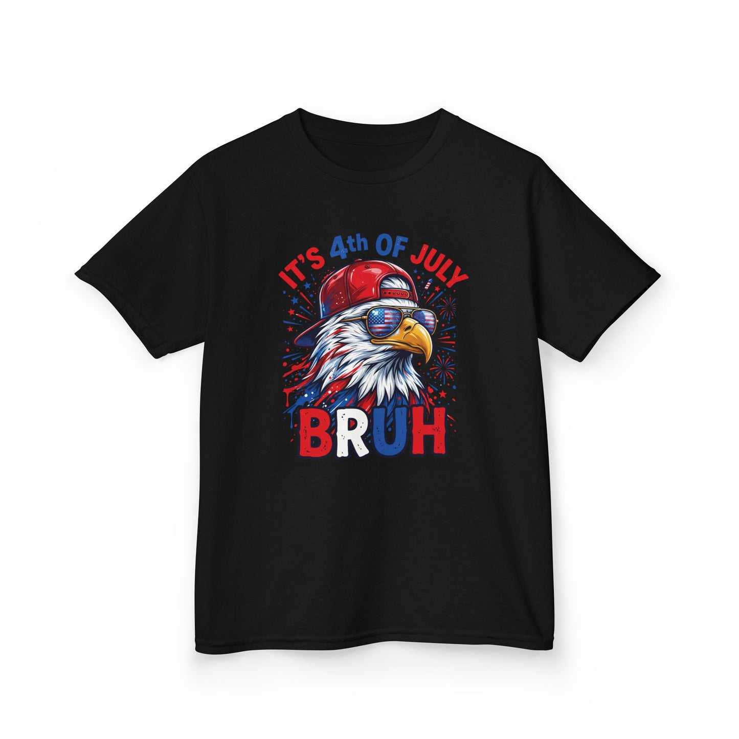 Kids 4th of July T-Shirt – 'It's 4th of July BRUH' Patriotic Eagle Tee