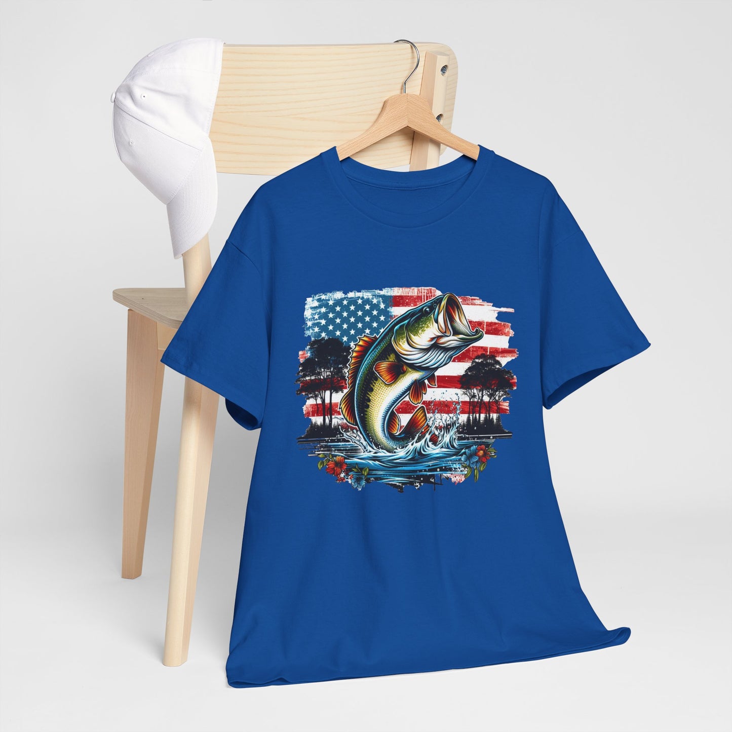 Fishing Largemouth Bass Tee — American Flag Outdoors Fishing Shirt
