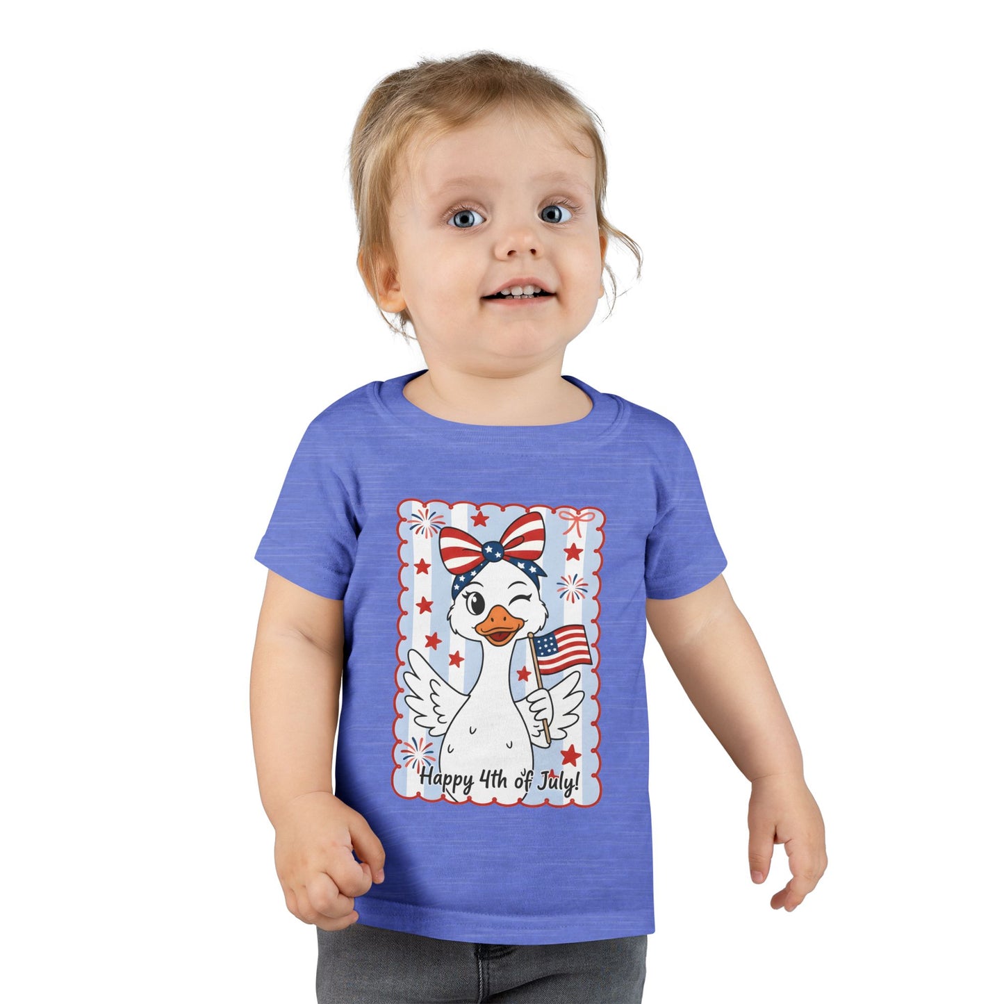 Toddler T-Shirt — Patriotic Duck "Happy 4th of July" Kids Tee