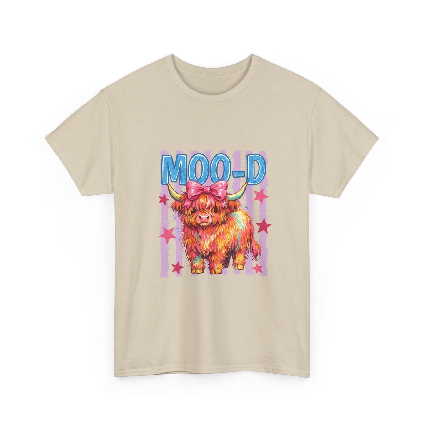 Graphic Tee — Colorful Highland Cow “Moo’d” Cute Farm Animal Shirt