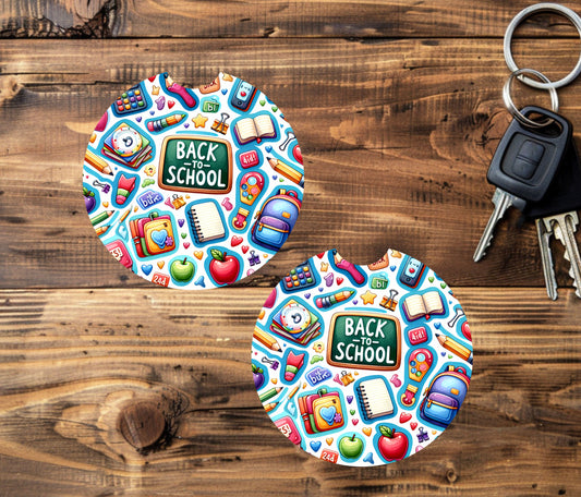 School/Teacher Neoprene Car Coasters - 2 pack