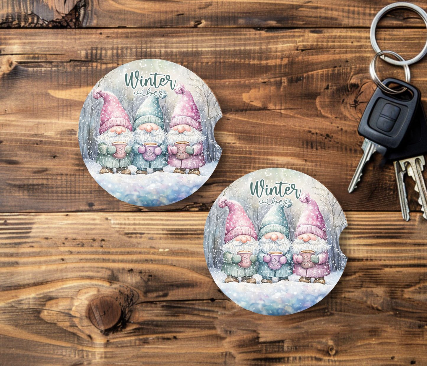 Christmas/Winter Neoprene Car Coasters - 2 pack